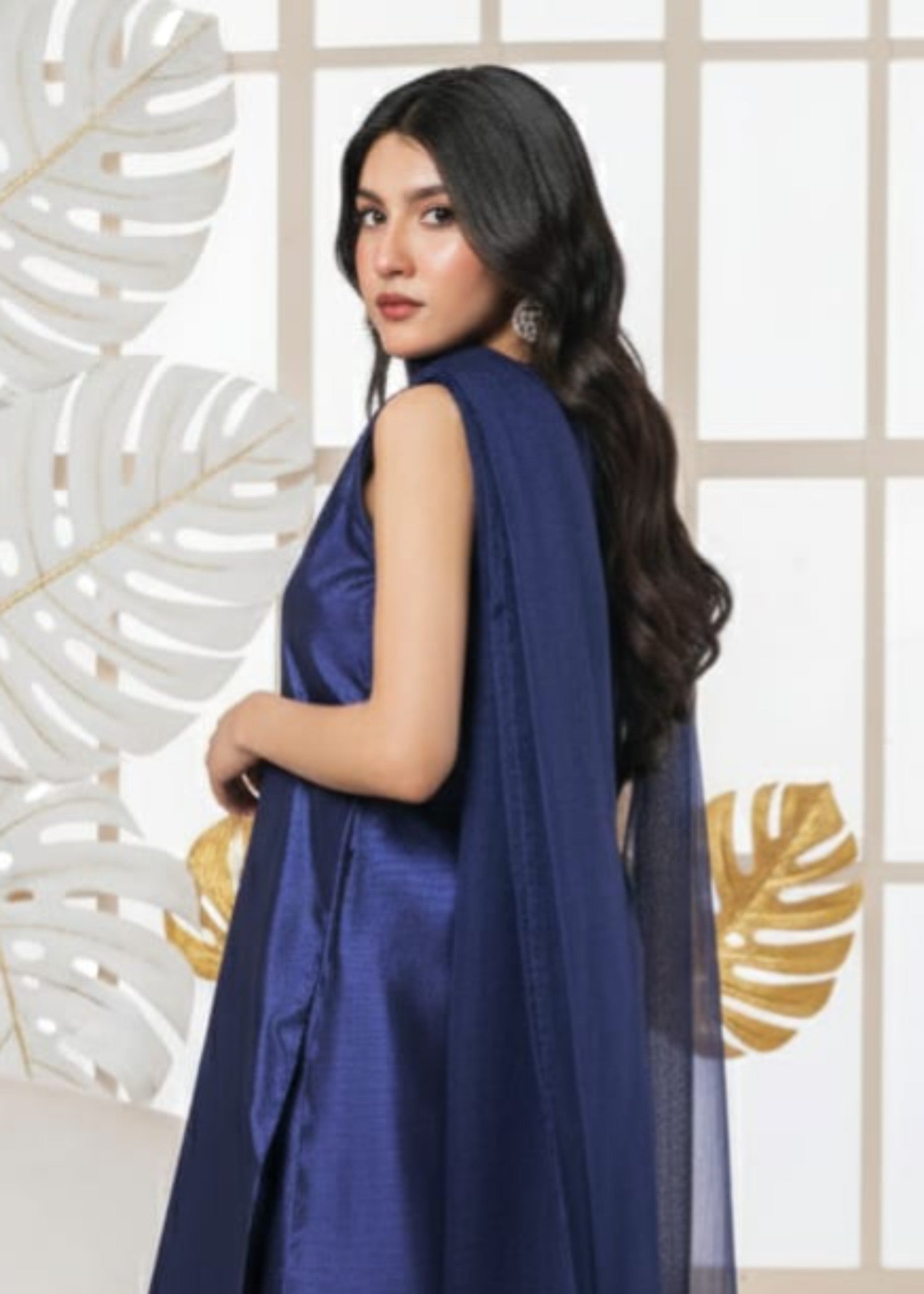 kattan silk Kurta Set in Dark blue