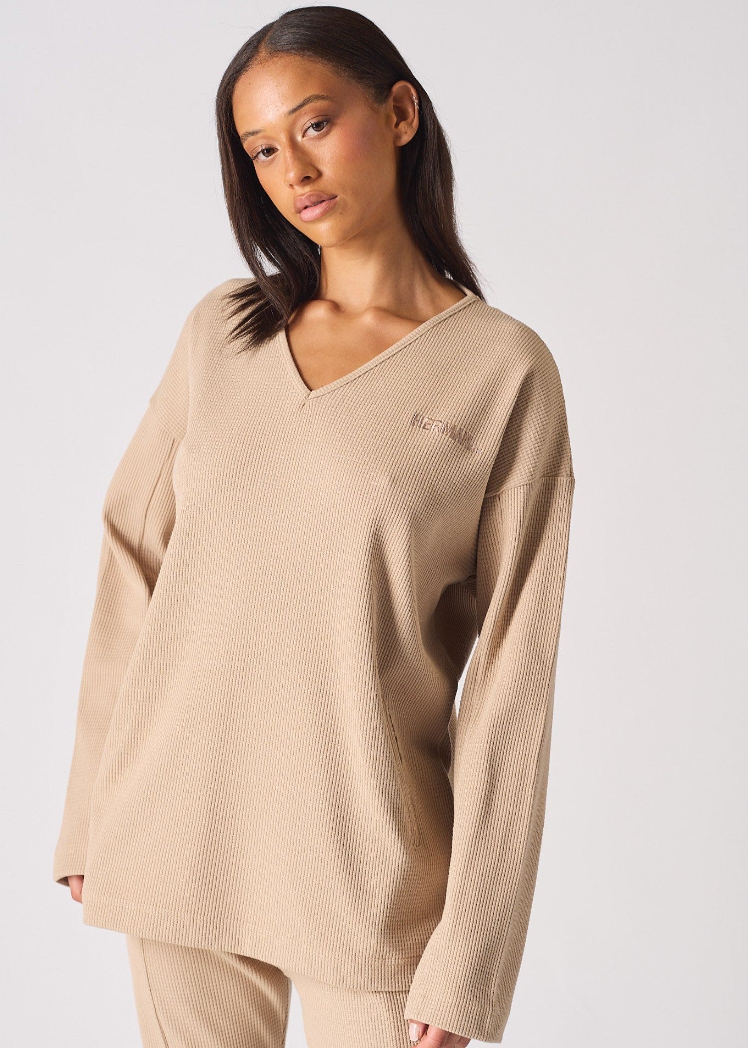 polyester Sweatshirt in Beige