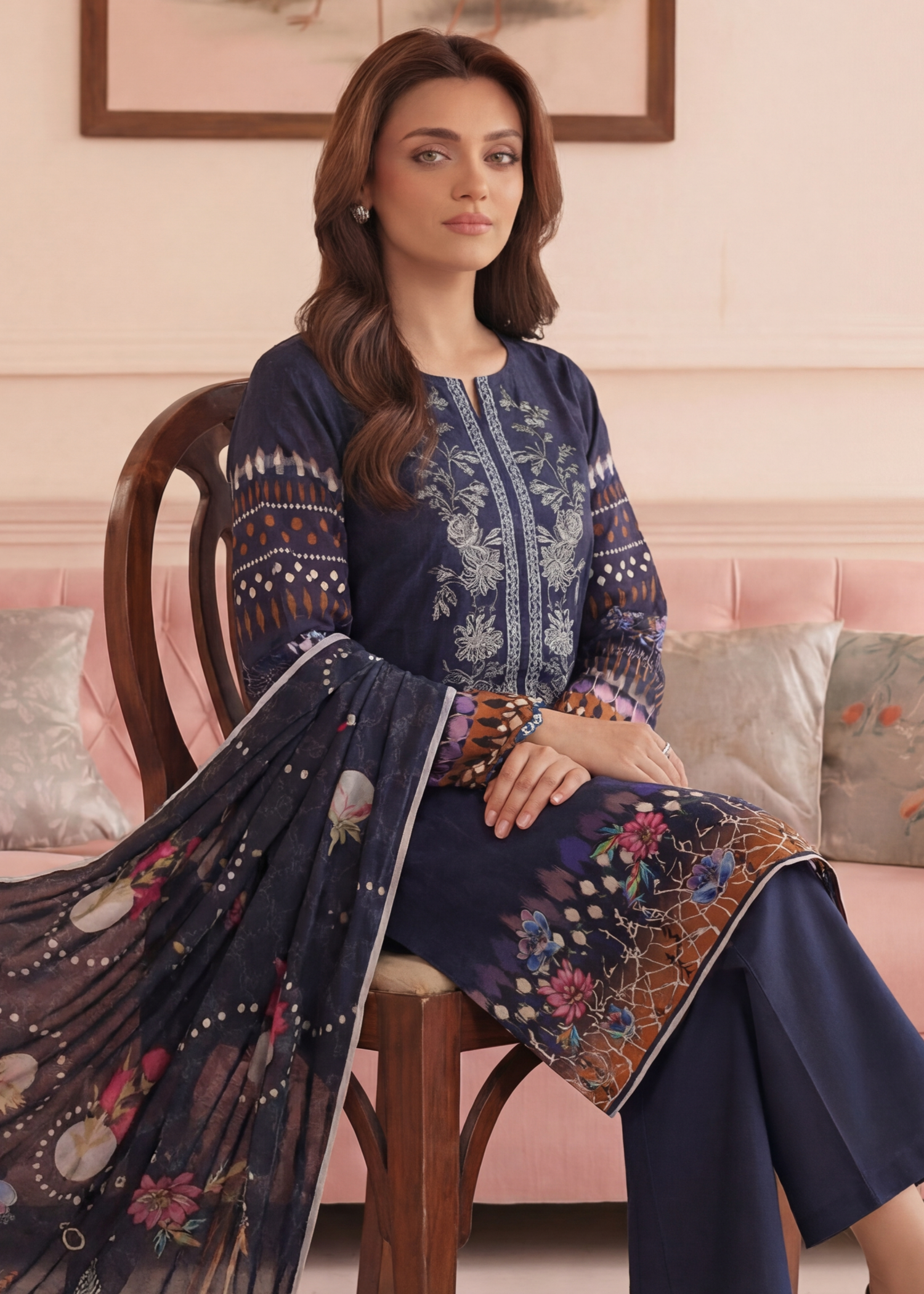 viscose Unstitched in Navy blue