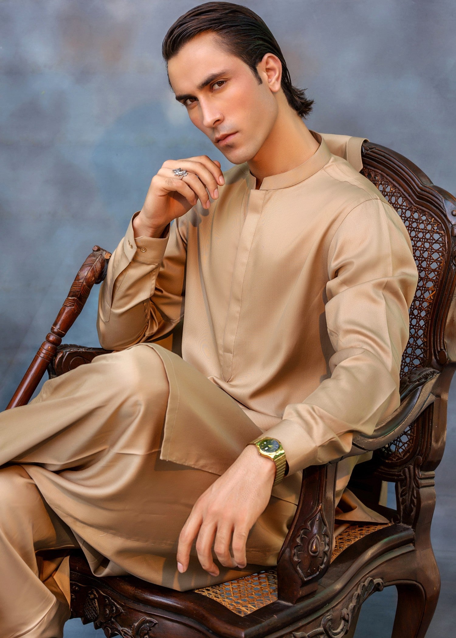 suiting Shalwar Kameez in Beige