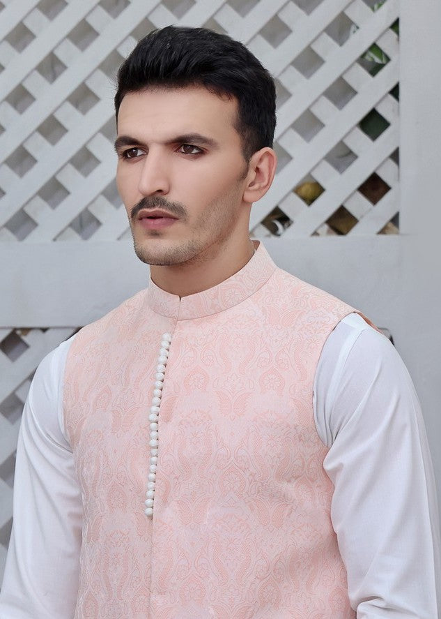 jamawar Waistcoat in Baby pink by The Great Masters (TGM)