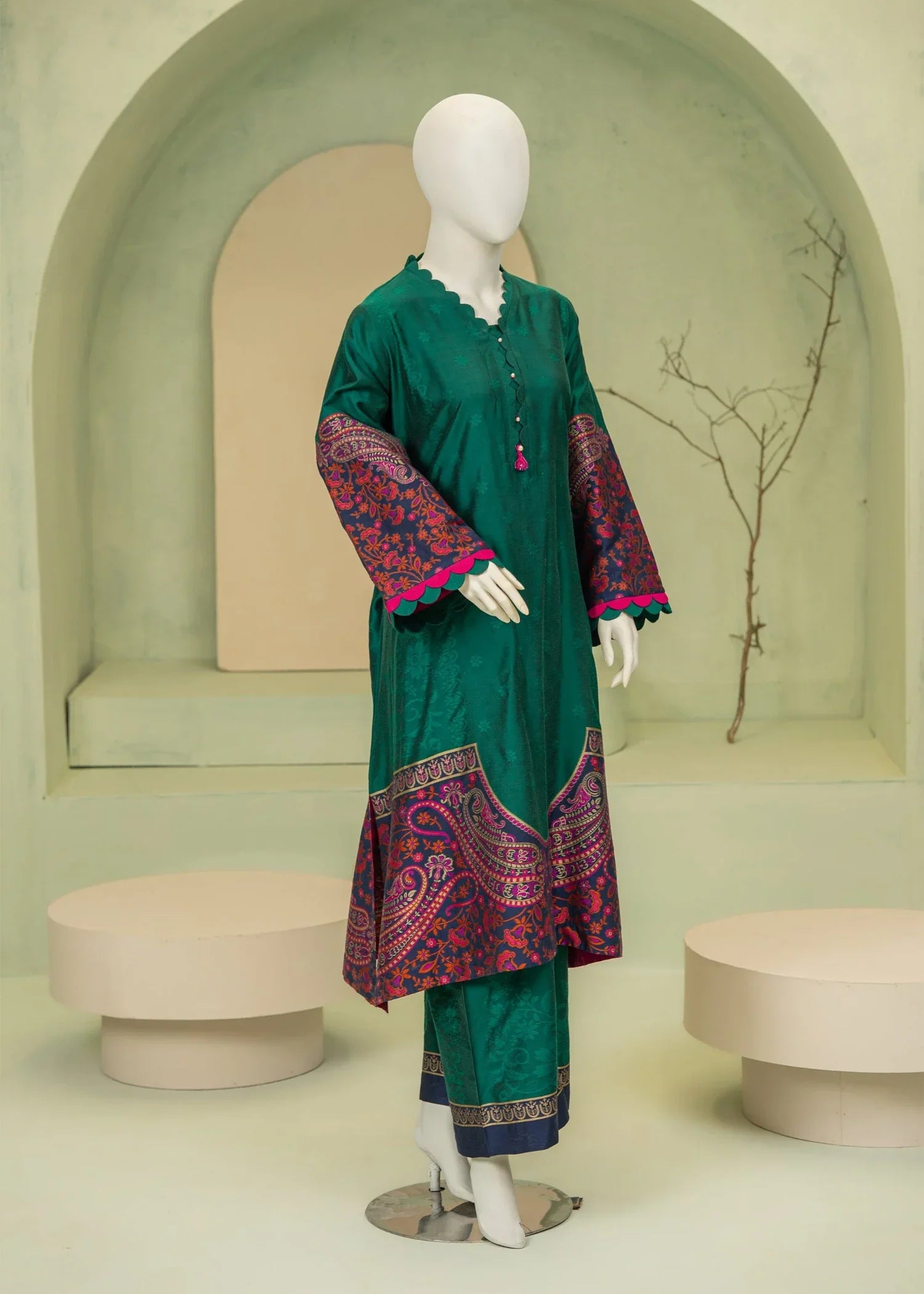 viscose Kurta Set in Green