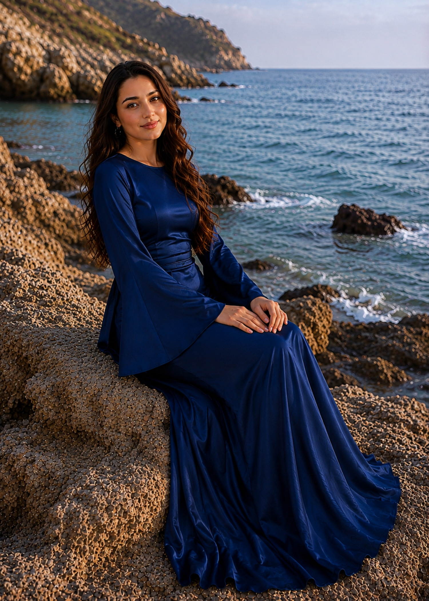 silk Dress in Navy blue