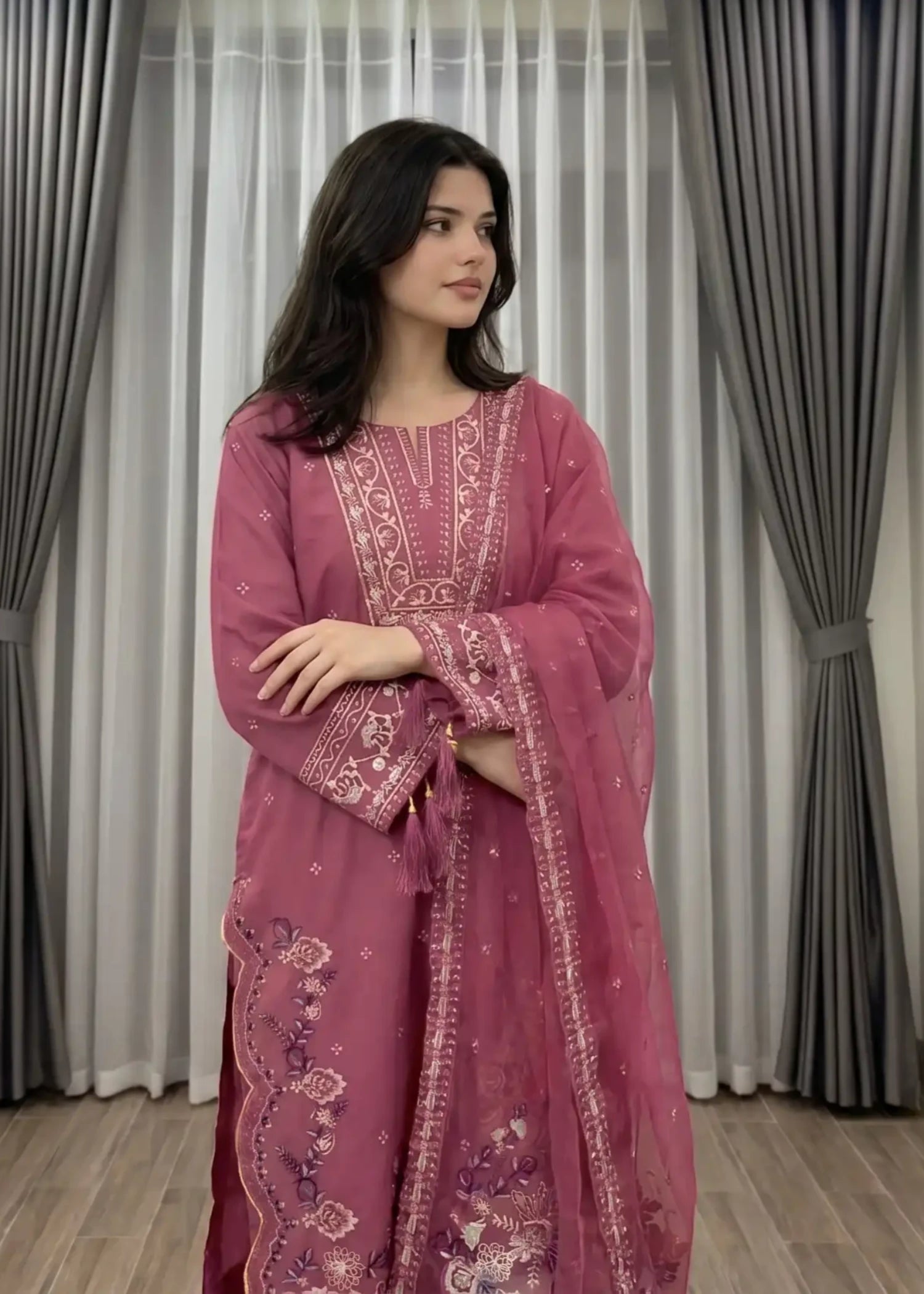 cotton Kurta Set in Strawberry pink