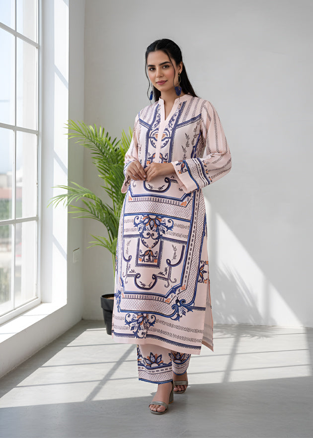 blended khaddar Co Ord Sets in Tea rose pink