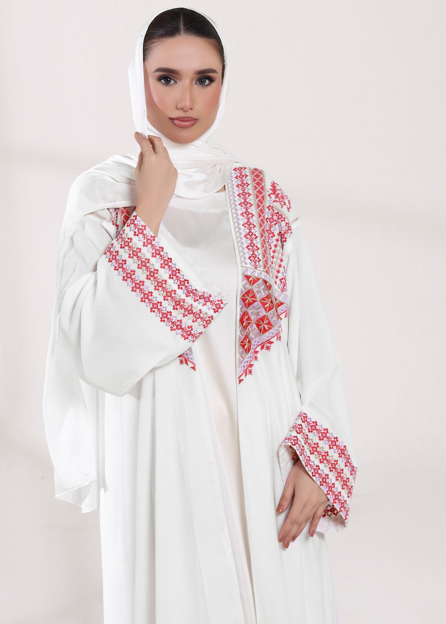 chinese micro velvet 9000 Abaya in White