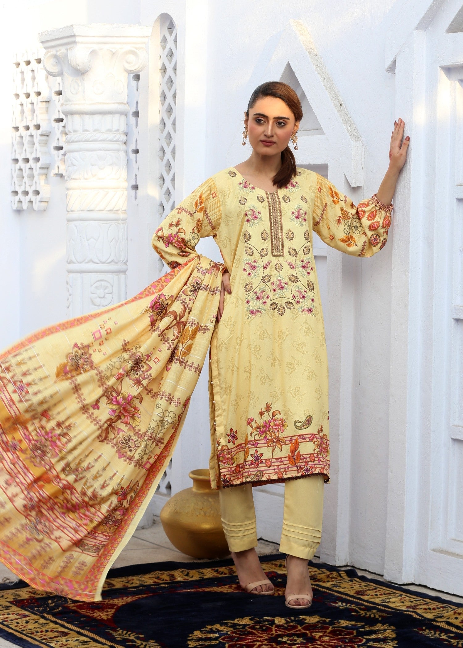 karandi Unstitched in Yellow