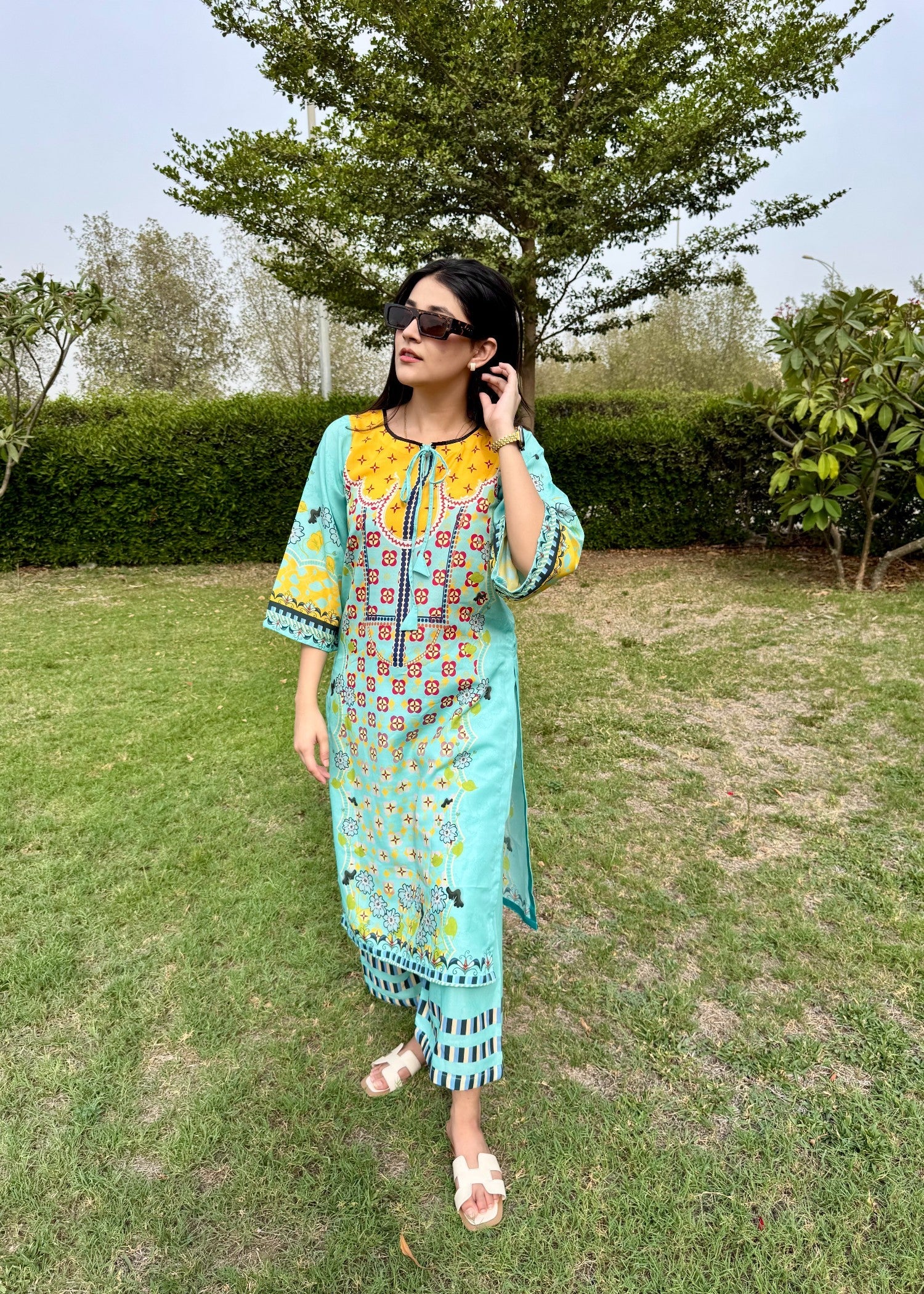 poly lawn Co Ord Sets in Aquamarine