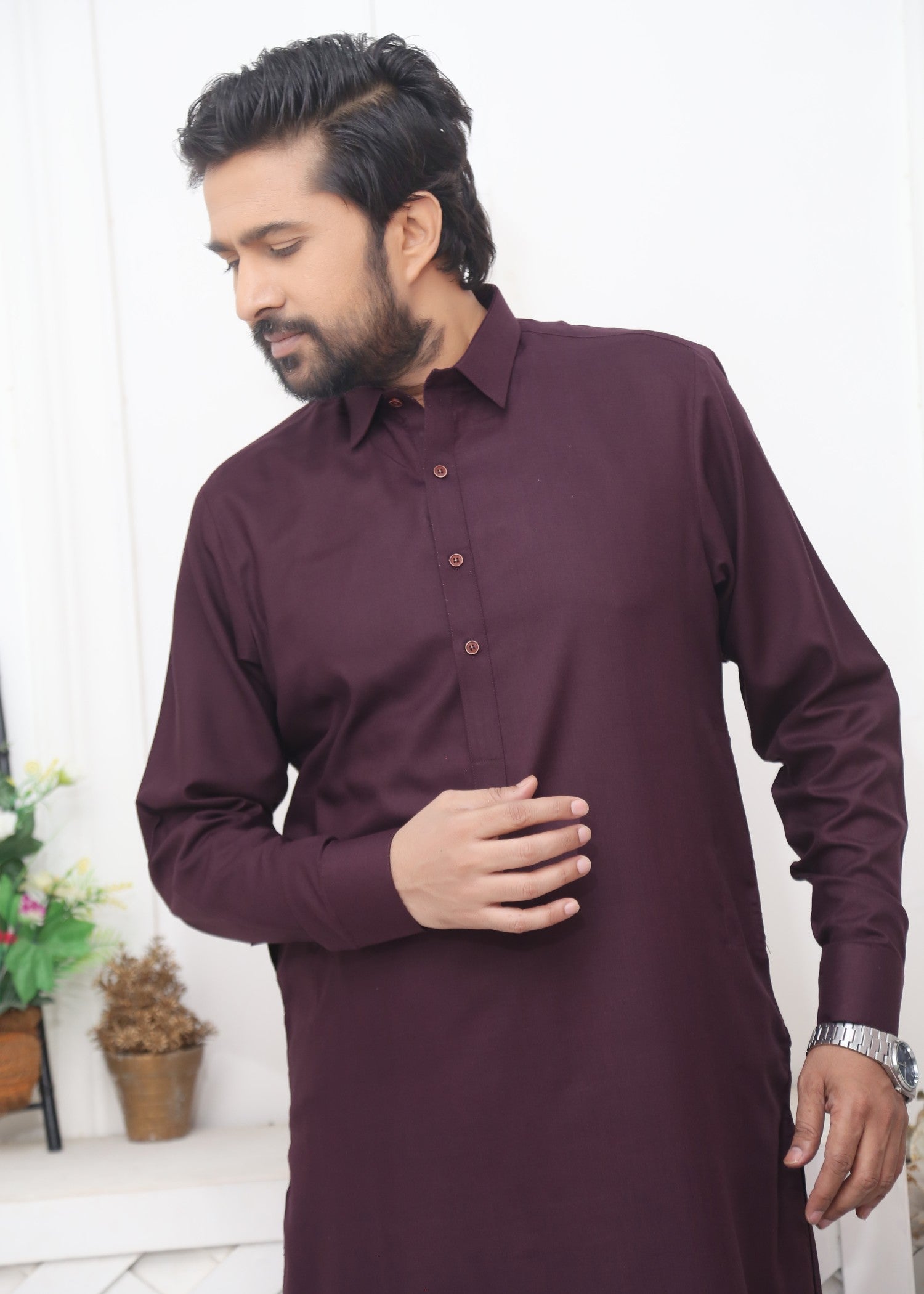 wash & wear Shalwar Kameez in Deep purple