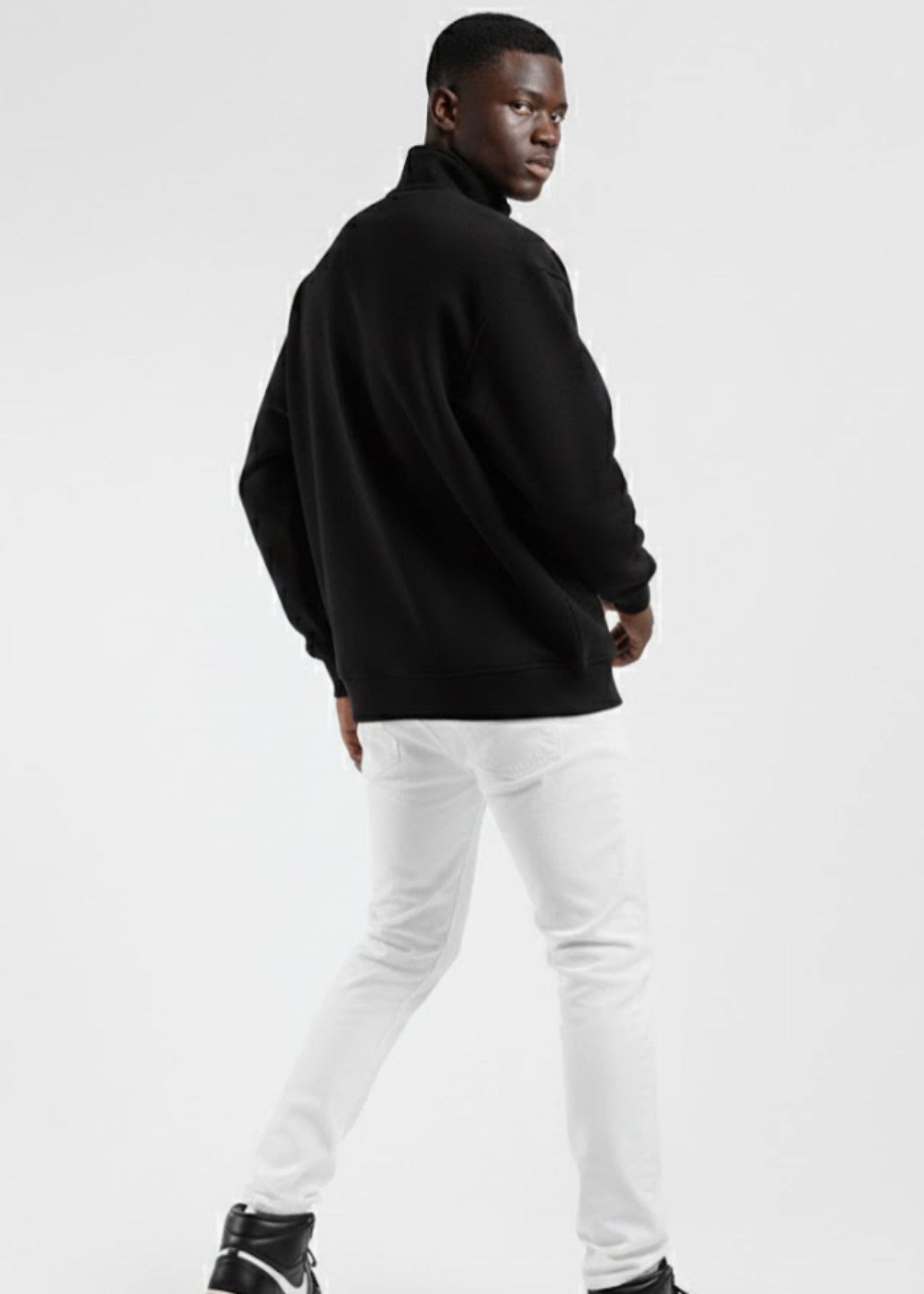 cotton linen Sweatshirt in Black