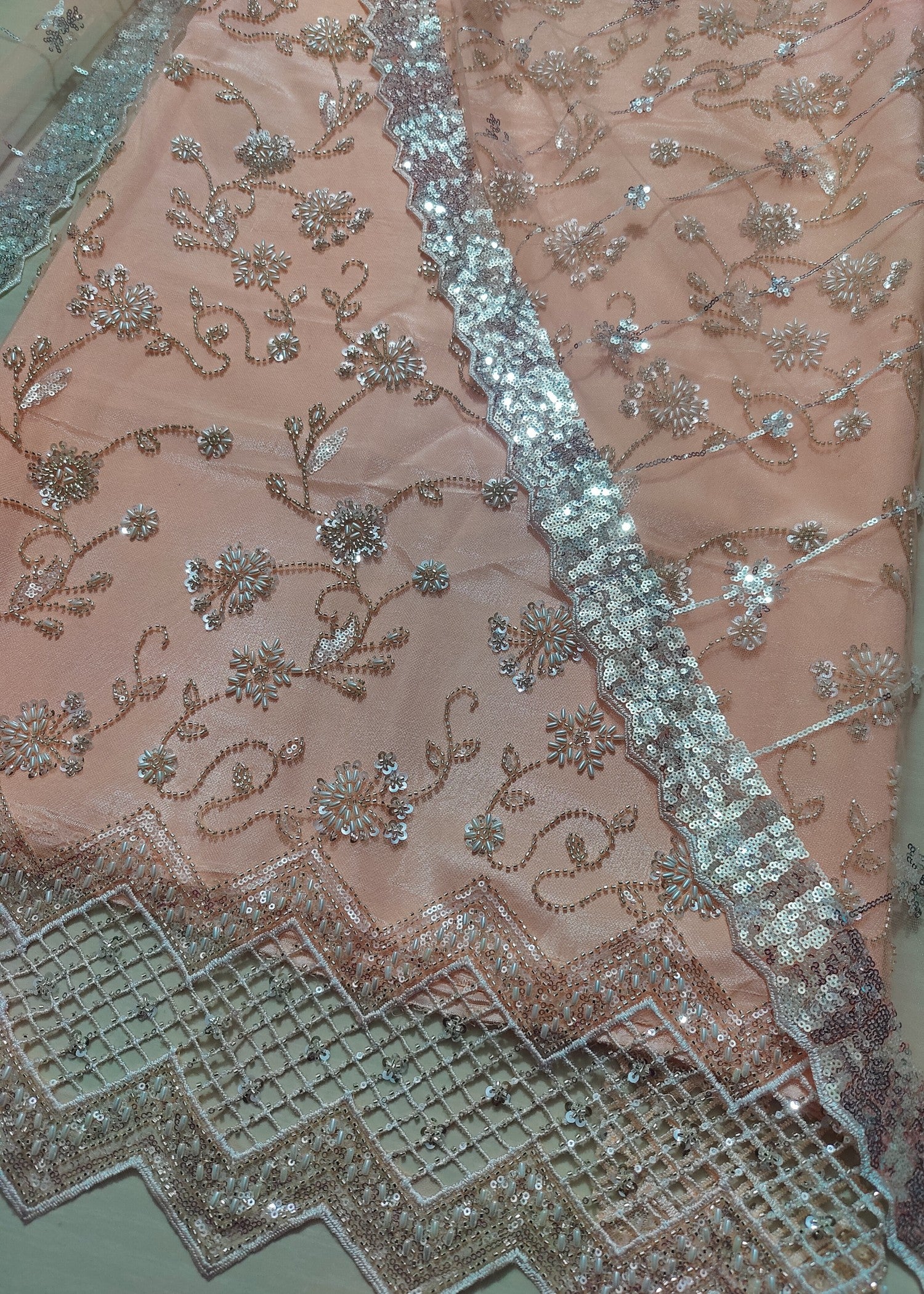 net Unstitched in Peach pink