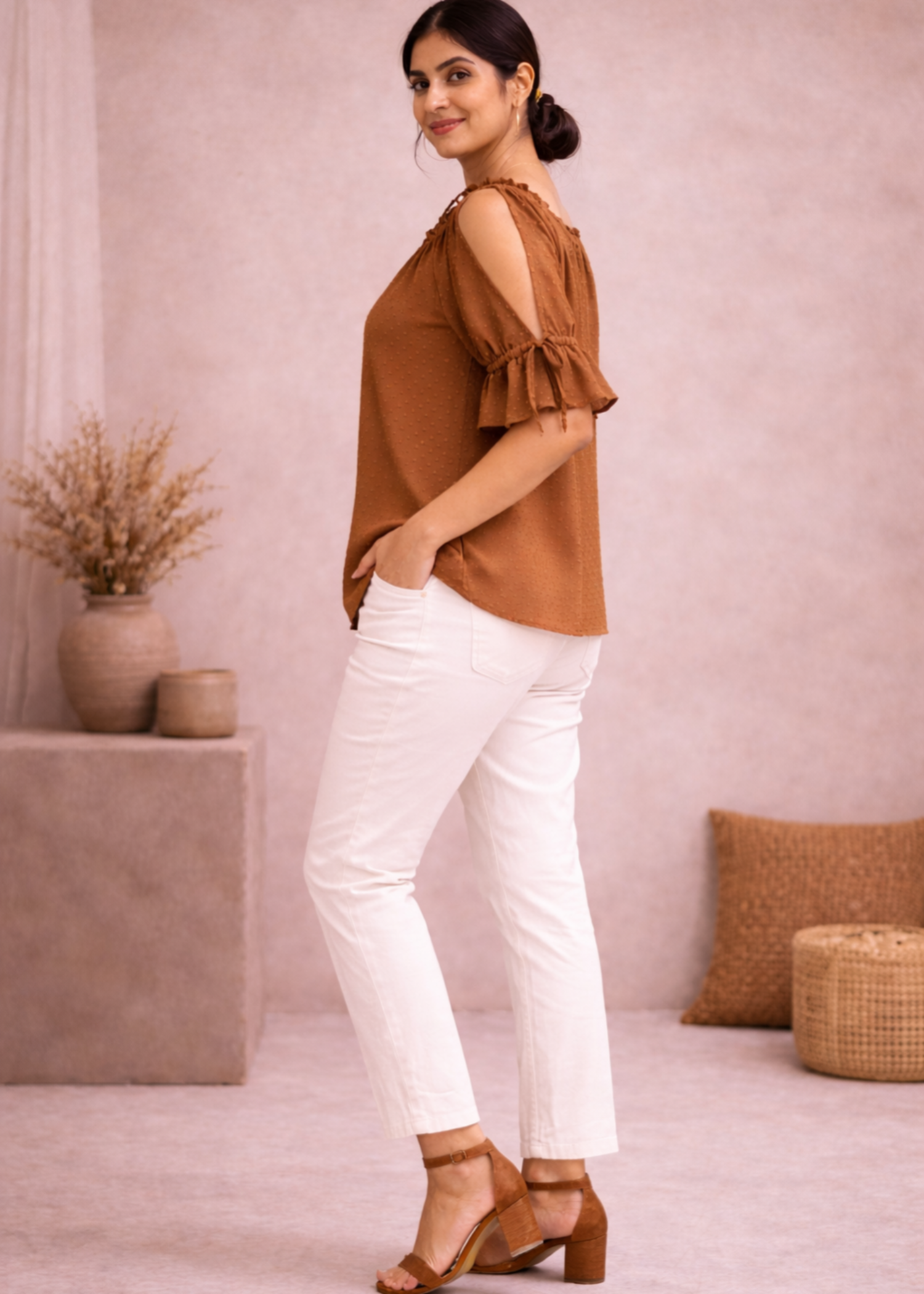 chiffon Top in Rustic brown