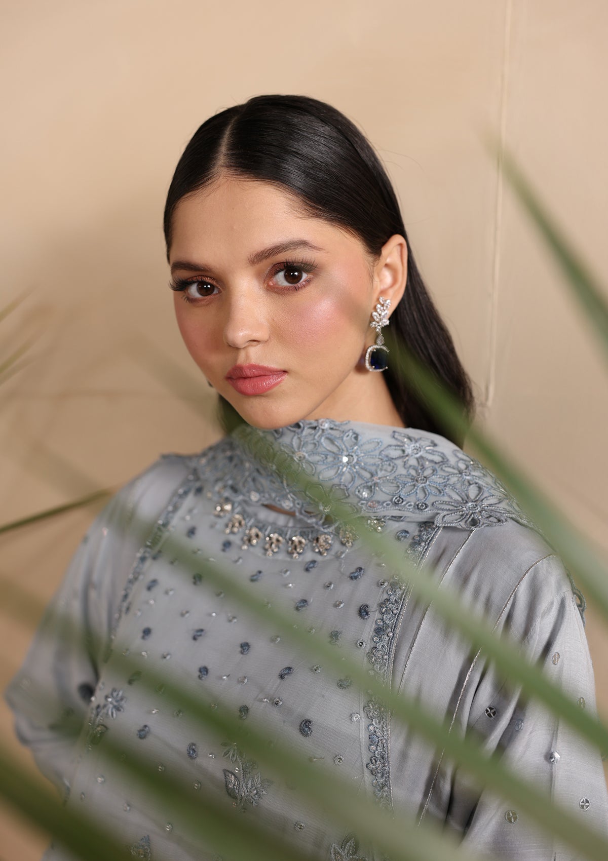 chiffon Kurta Set in Powder blue