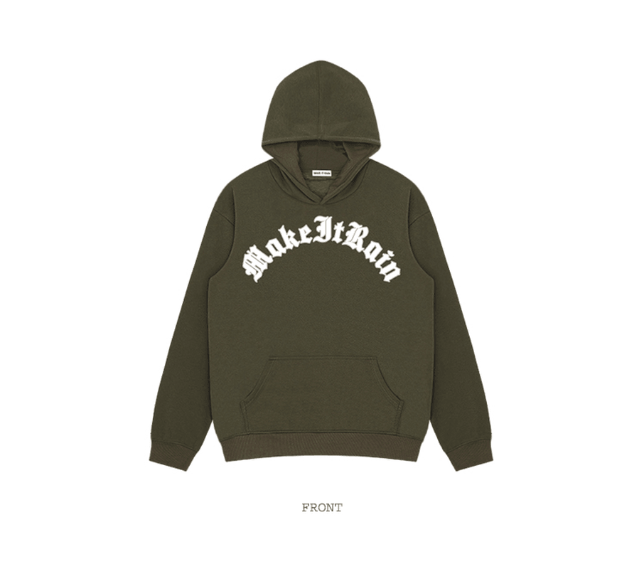 Retro Font European and American Style plus Velvet Hooded Pullover Street Fried Sweater
