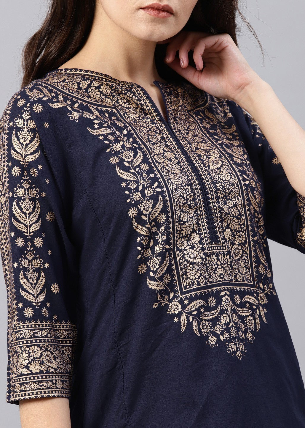 linen Kurti in Blue