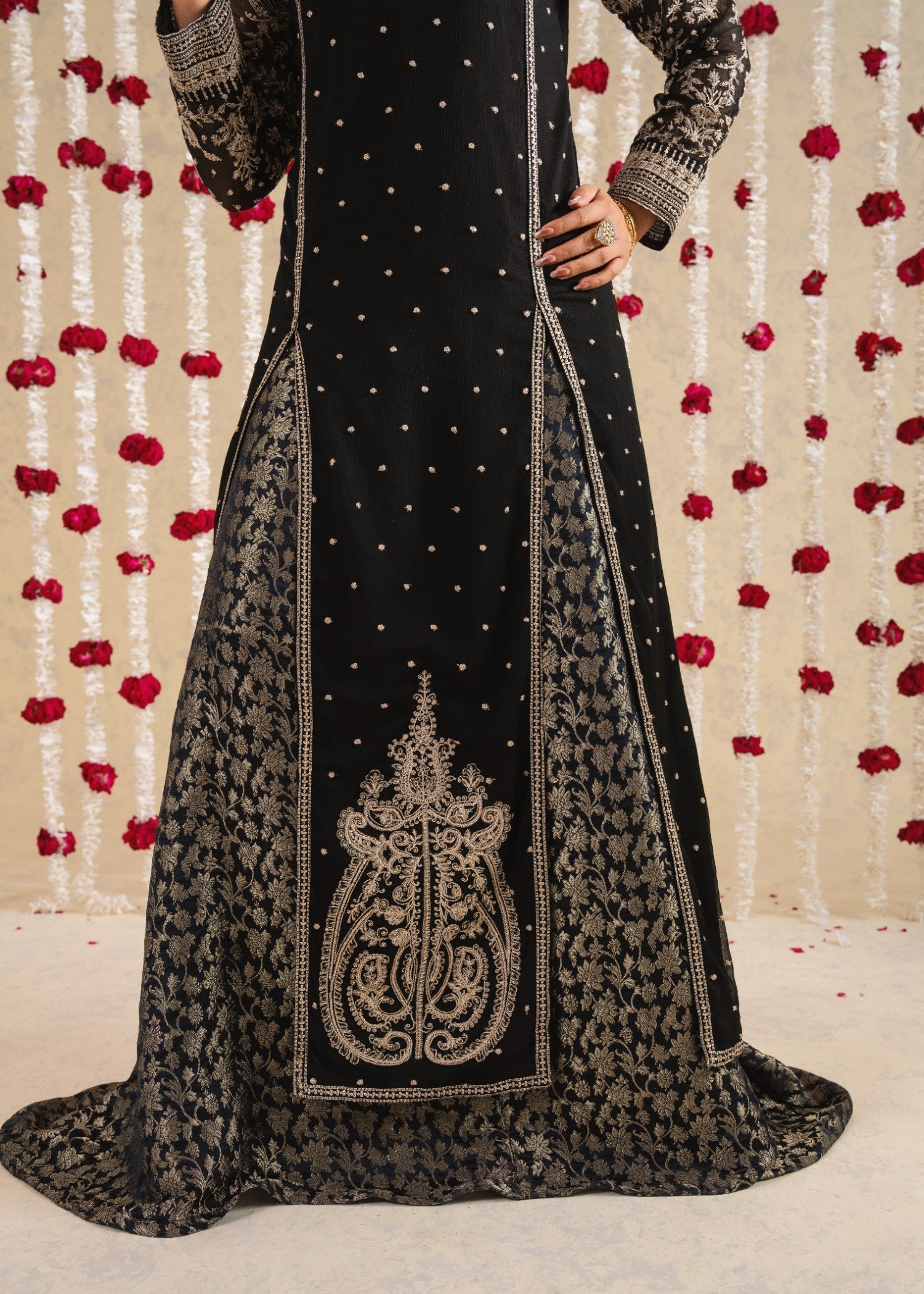 chiffon Pishwas in Black