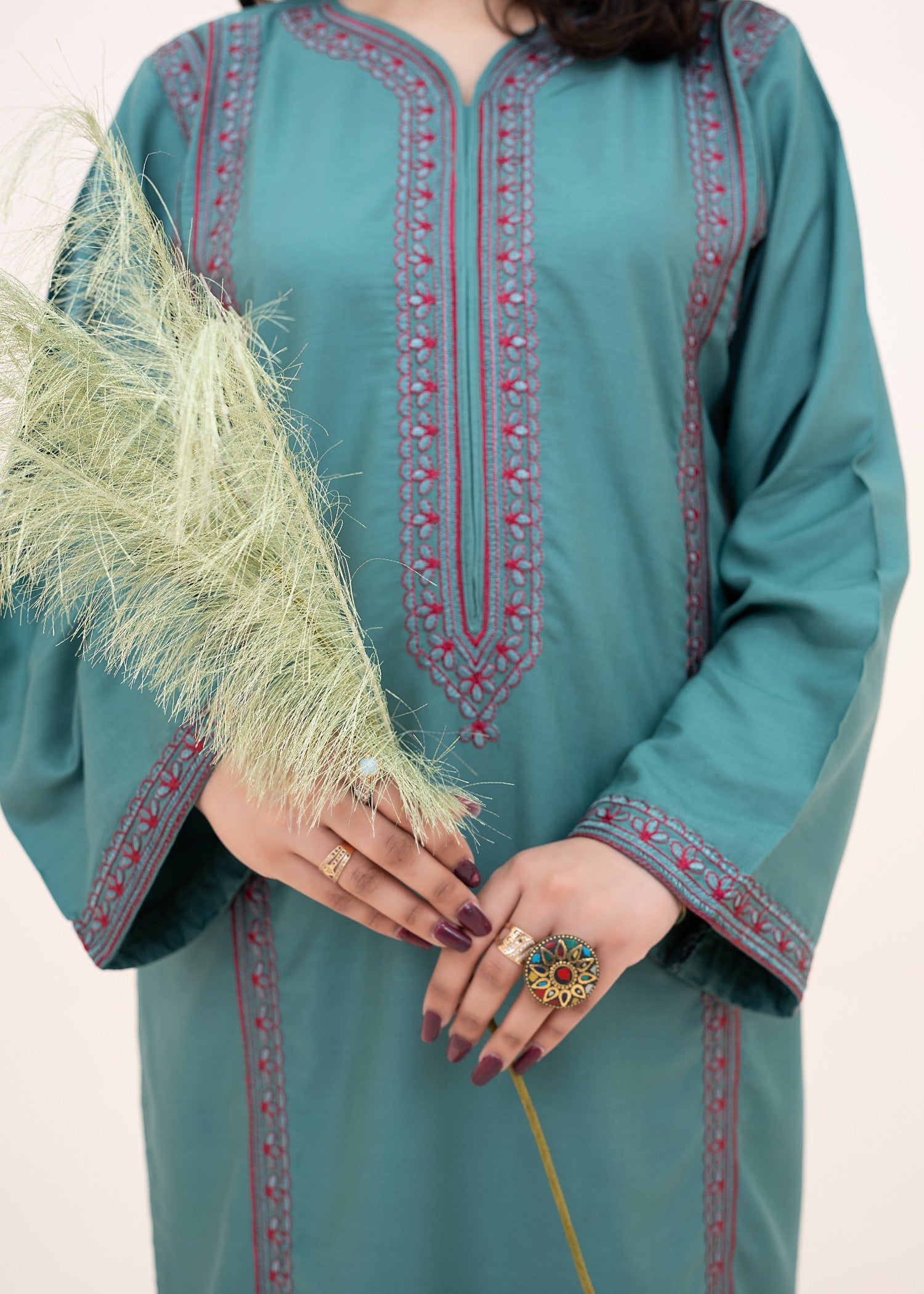 linen Kurta Set in Teal