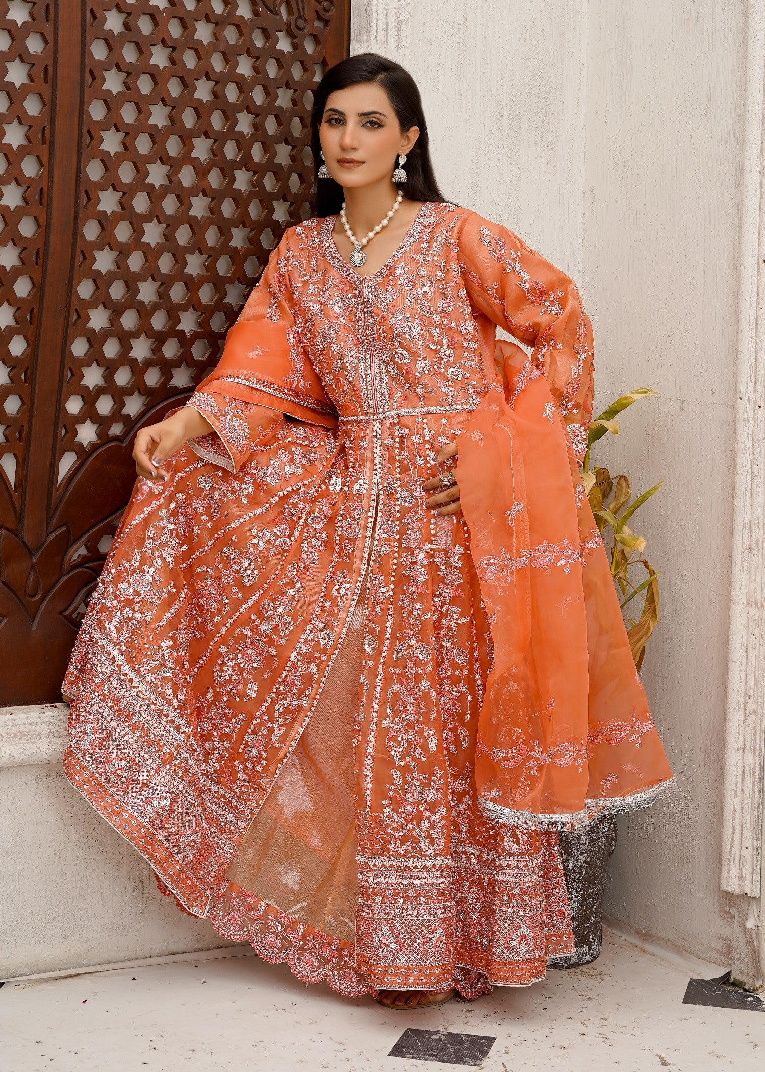 organza Maxi in Coral orange