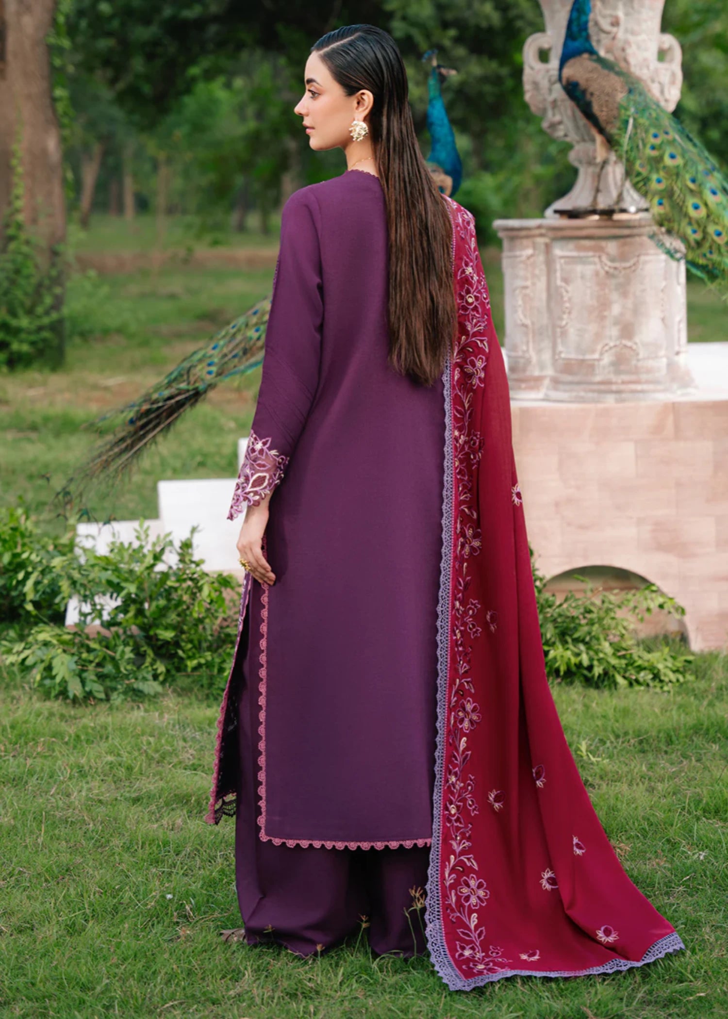 karandi Unstitched in Purple