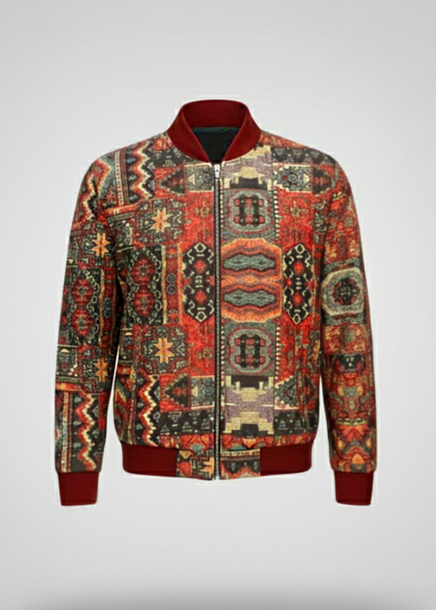 polyester Jacket in Bottle green, red, multi