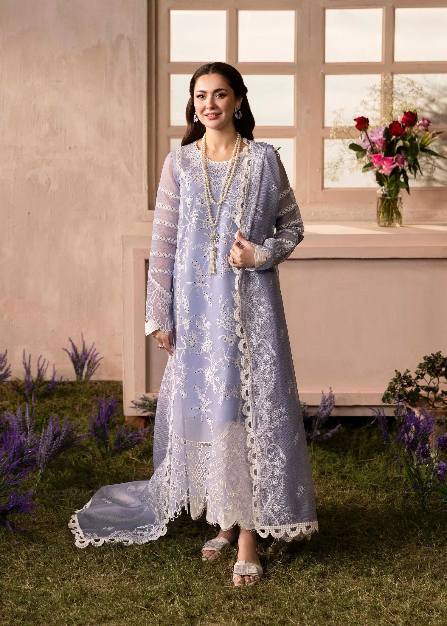 voile Kurta Set in Lilac