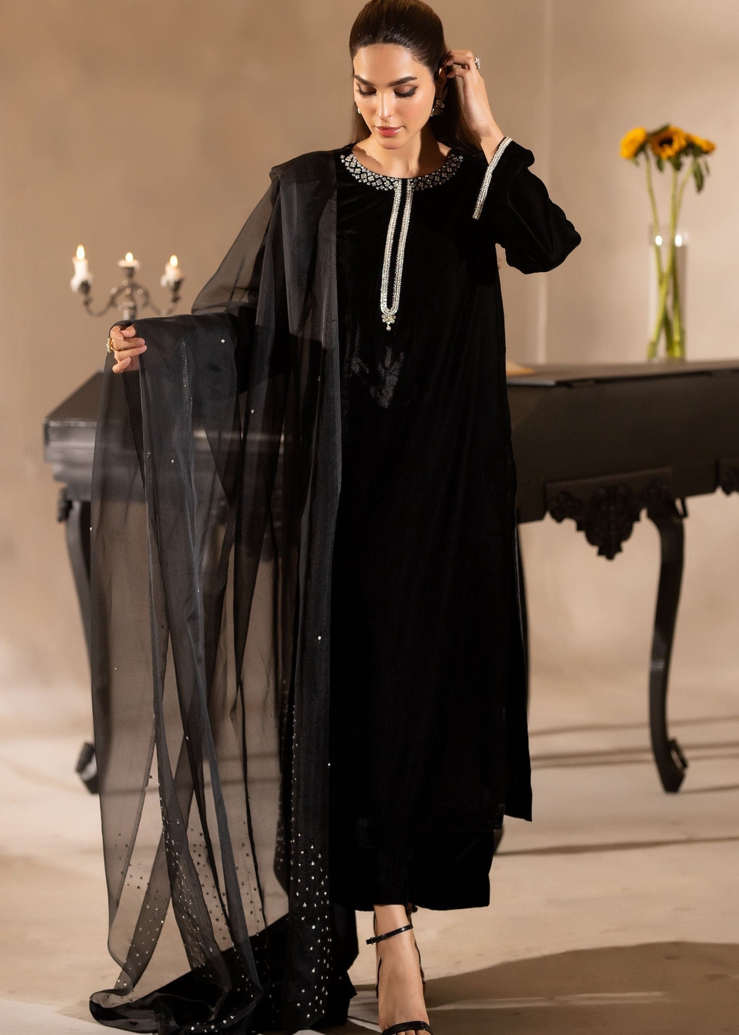 velvet Co Ord Sets in Black