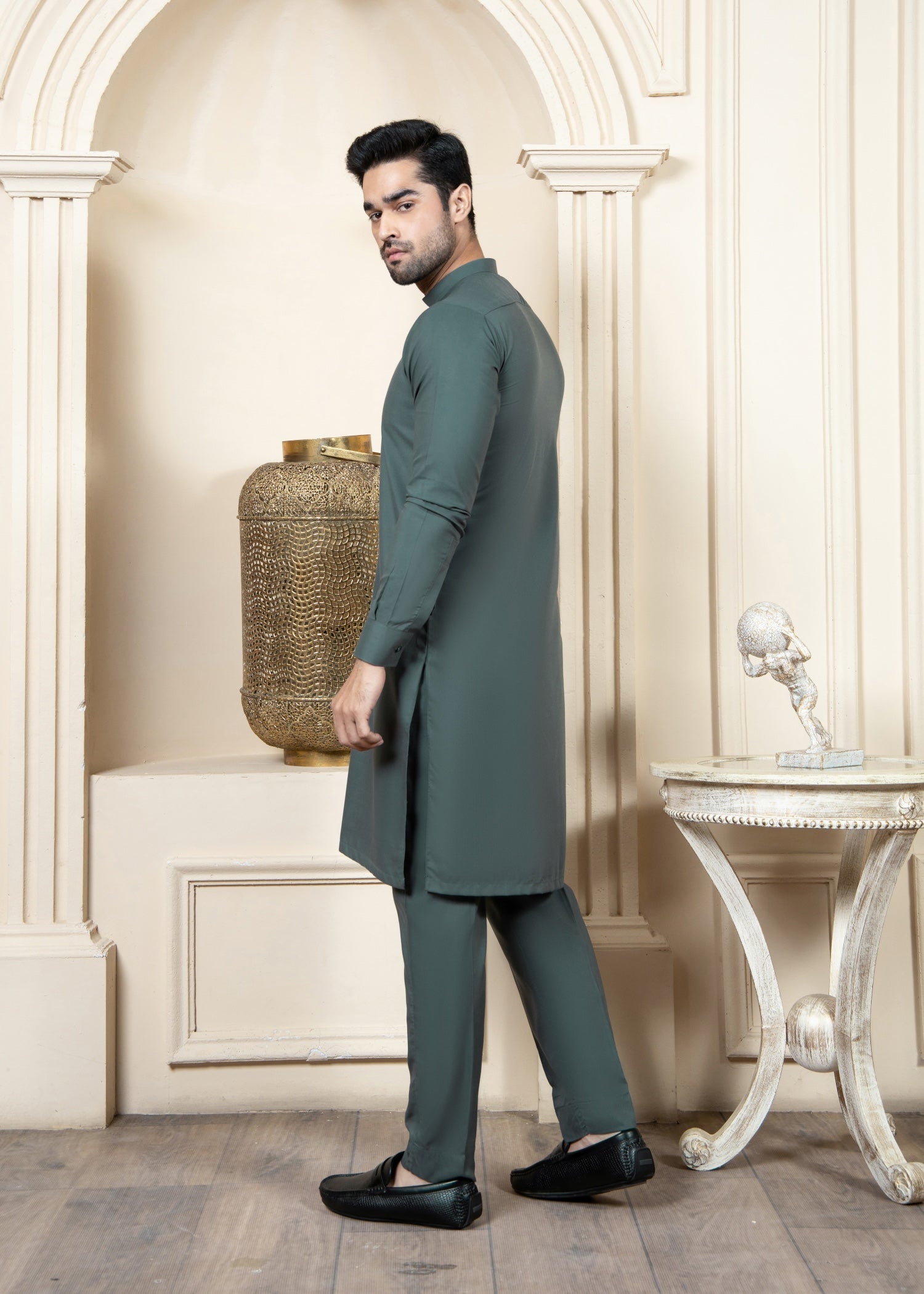 wash & wear Kurta Set in Olive green