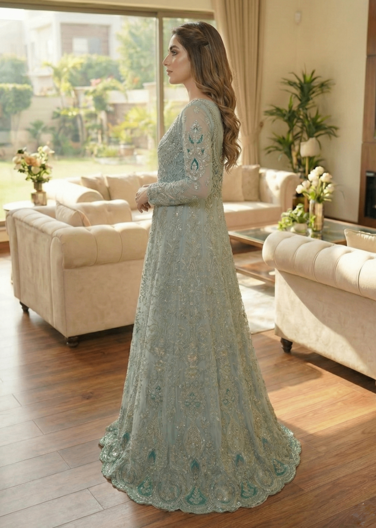 organza Maxi in Frost blue
