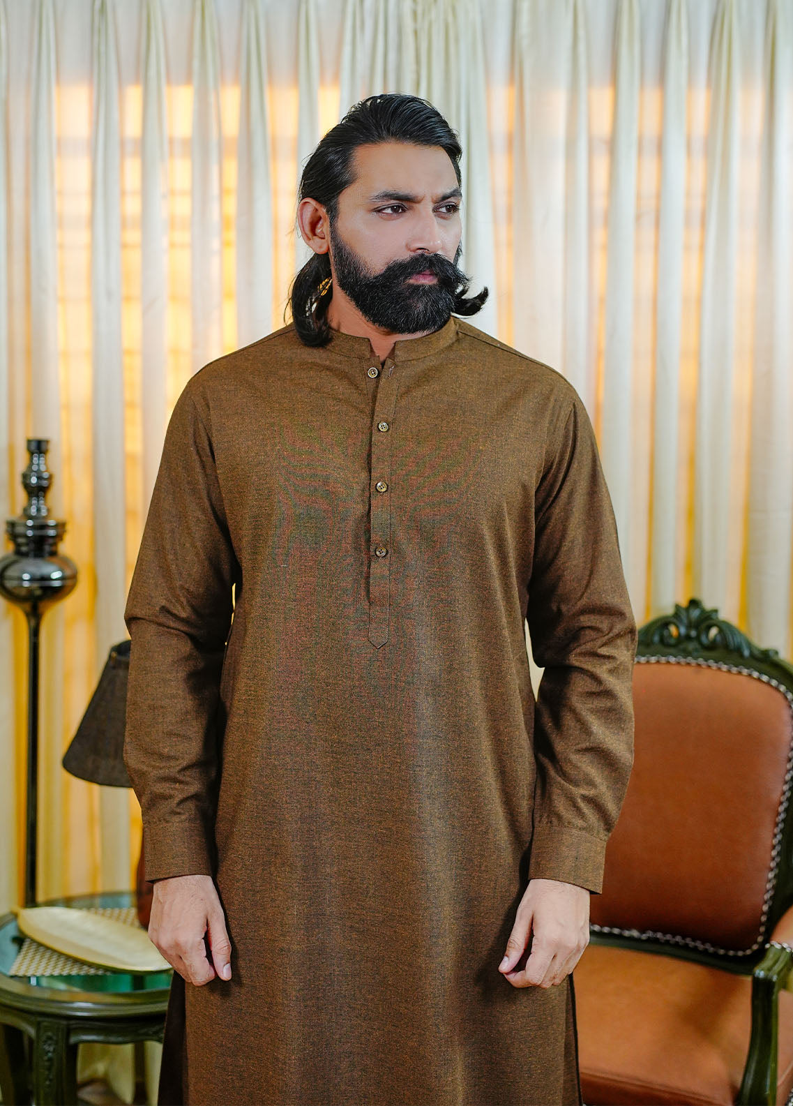 acrylic wool Shalwar Kameez in Copper