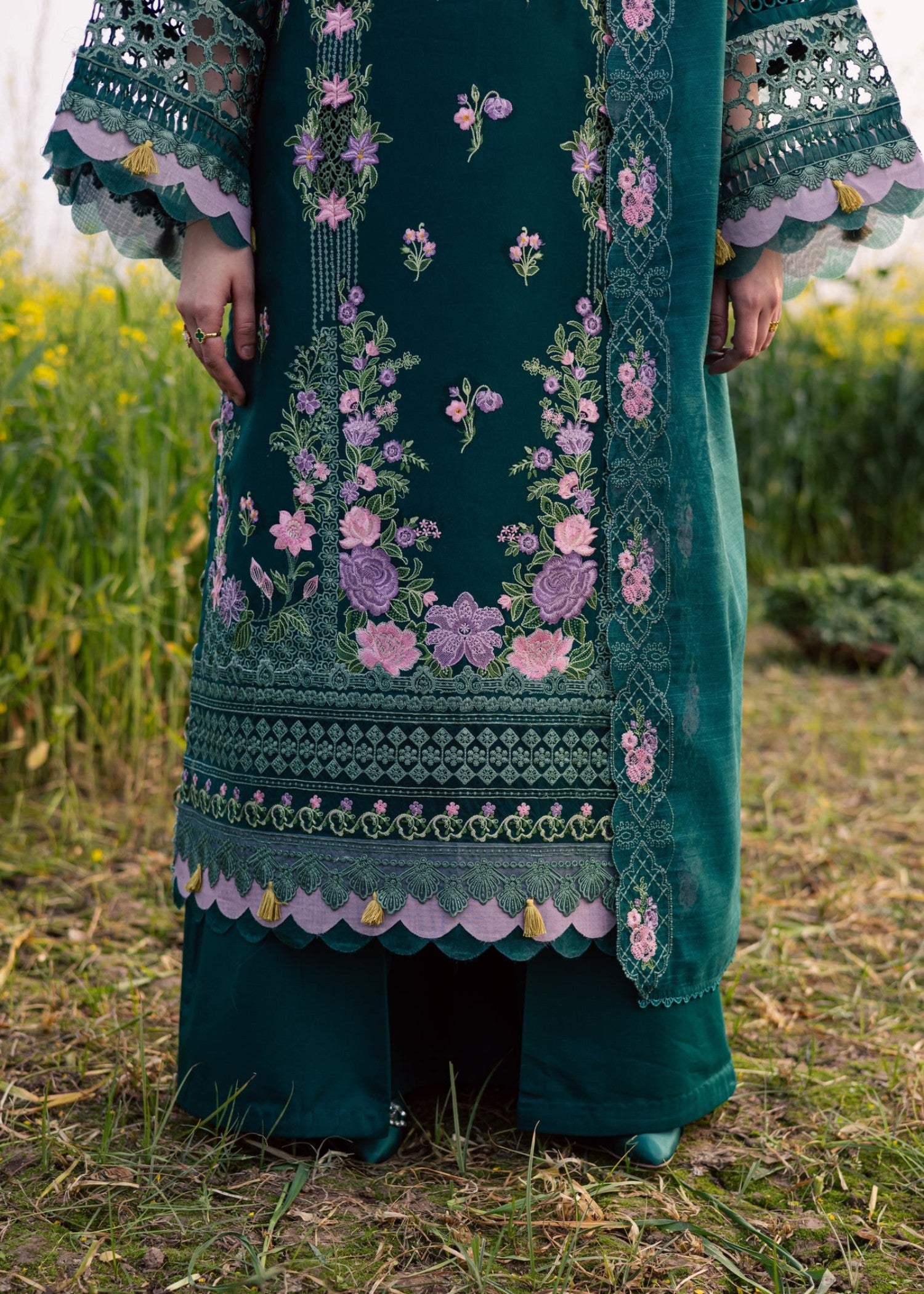 lawn Unstitched in Jade green