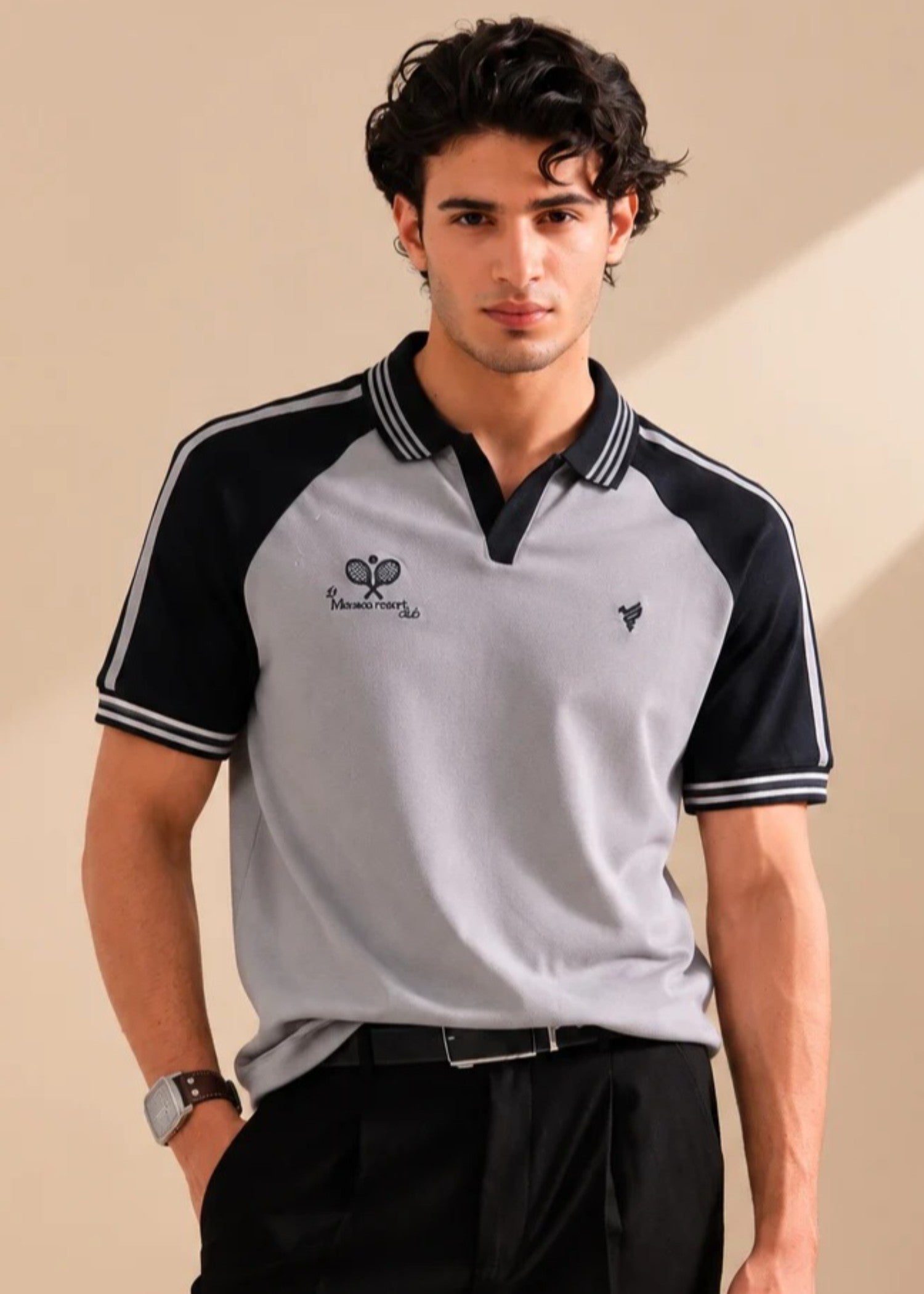 cotton Polo Shirt in Silver
