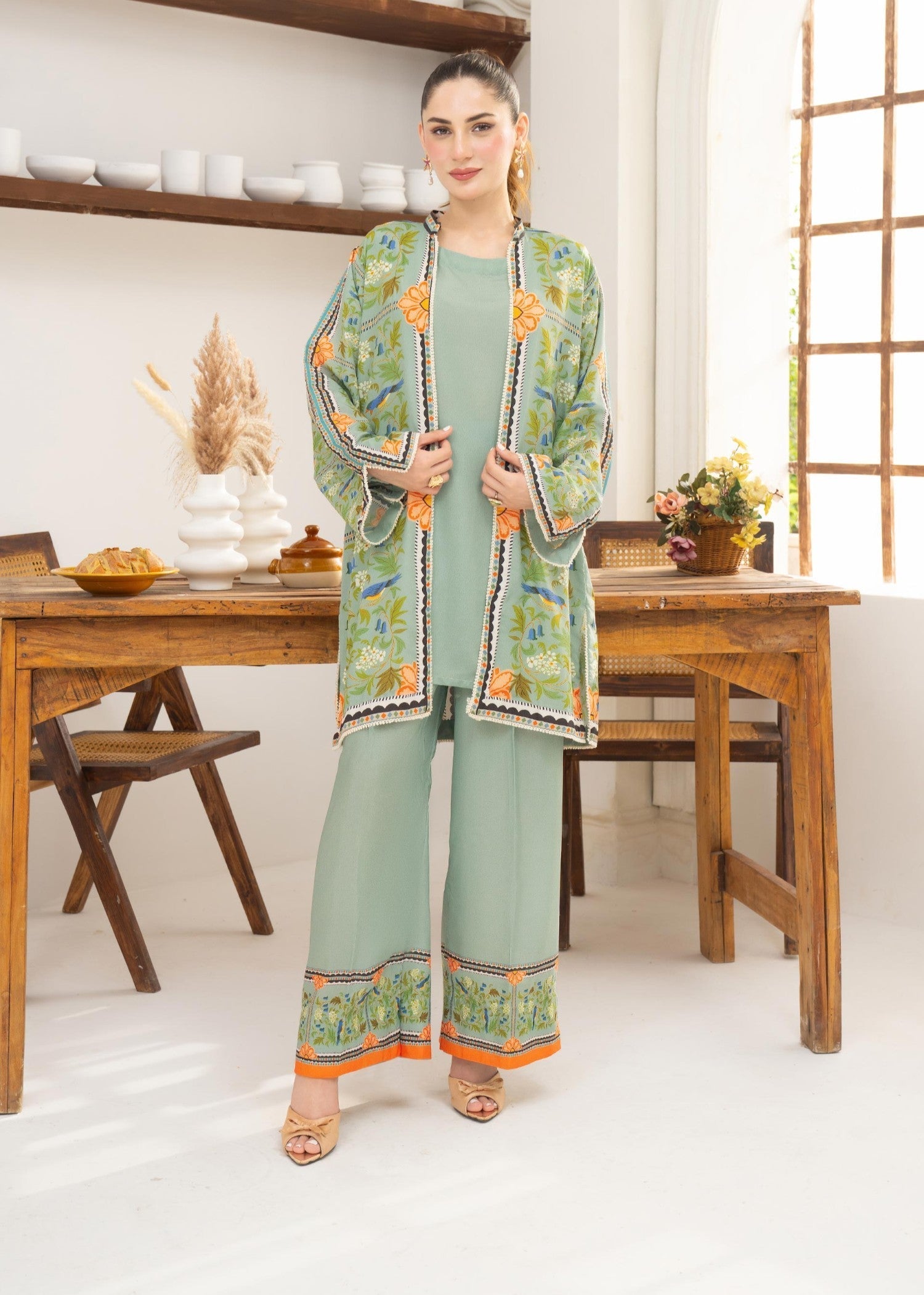 lawn Gown in Mint green