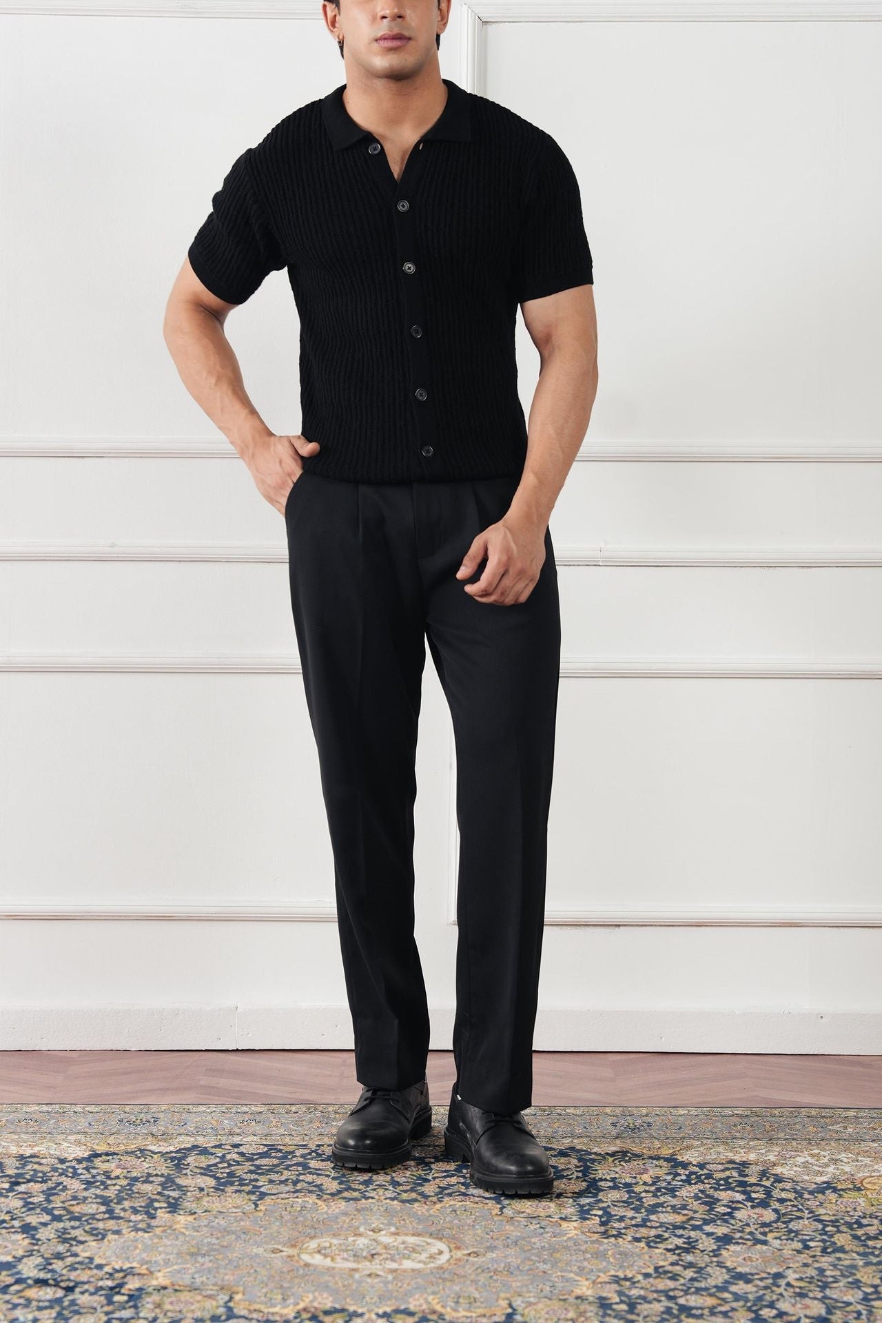 pure cotton Casual Shirt in Jet black