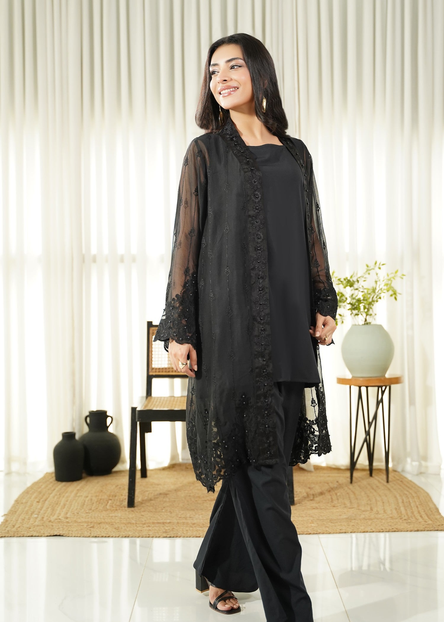 crepe Gown in Black