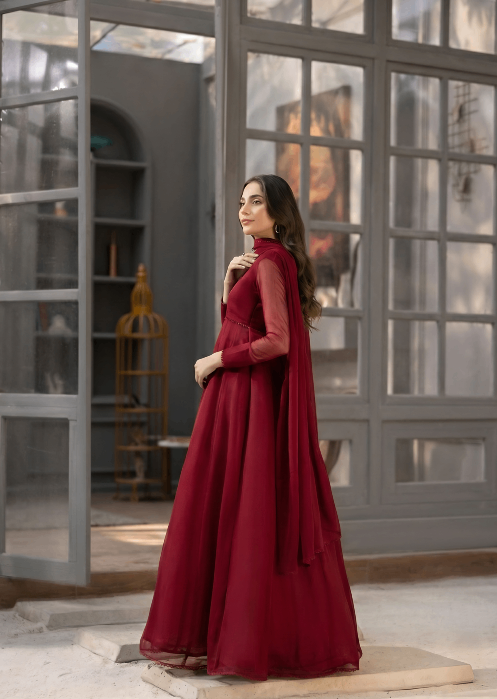 chiffon Maxi in Maroon