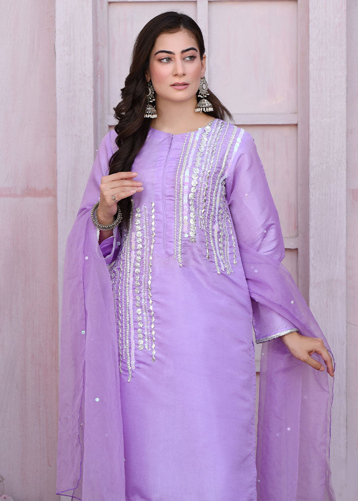 viscose thai silk Kurta Set in Lavender