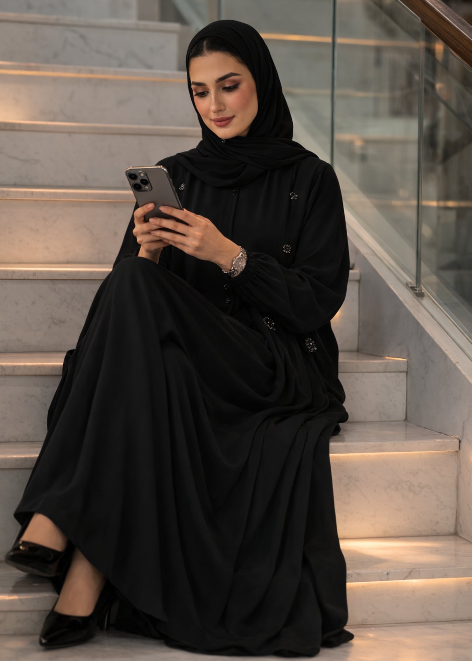 nidha Abaya in Deep black