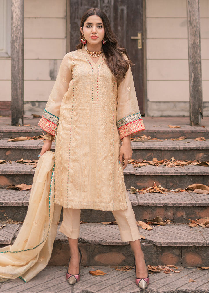 cotton silk Kurta Set in Beige