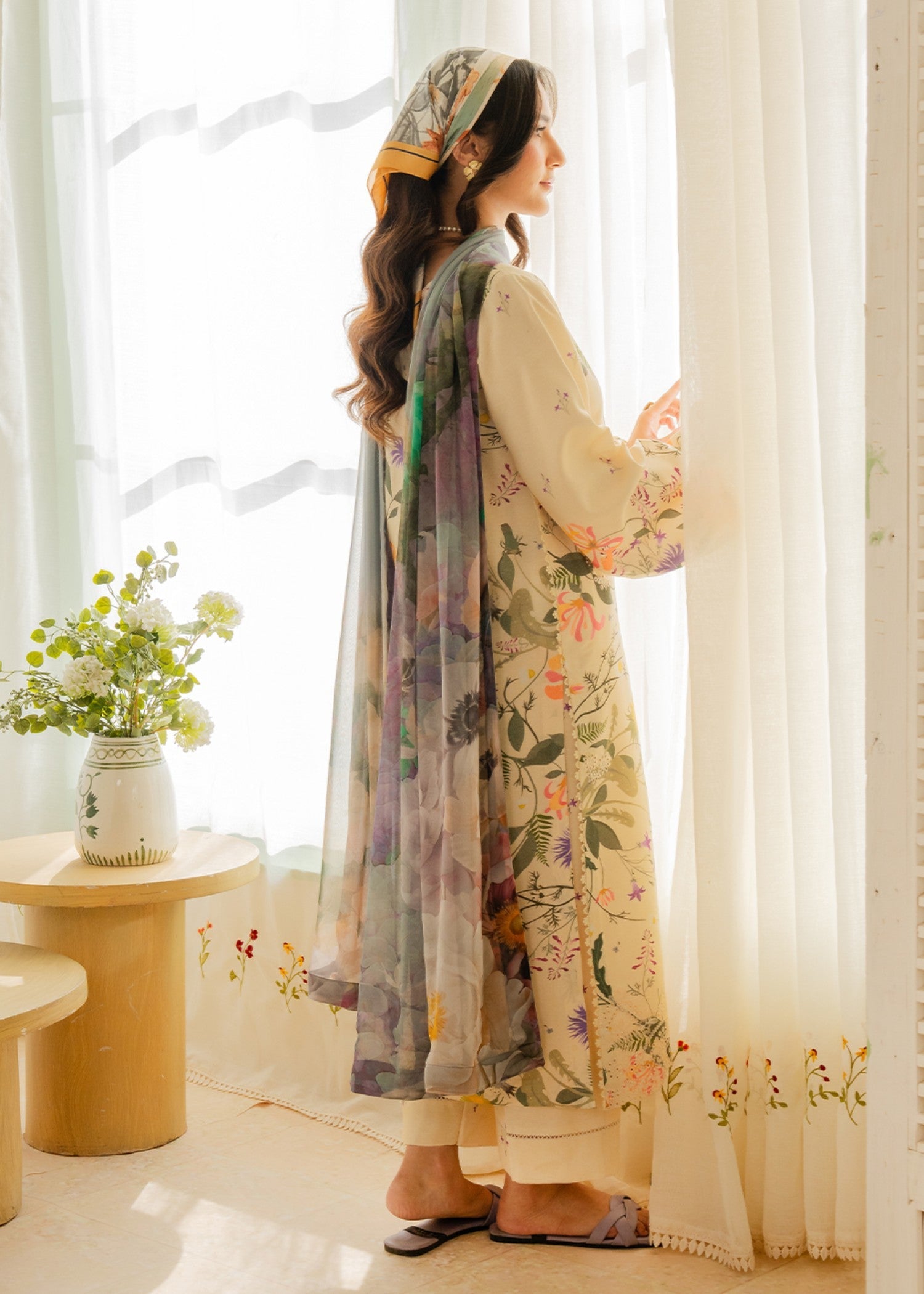karandi Unstitched in Cream