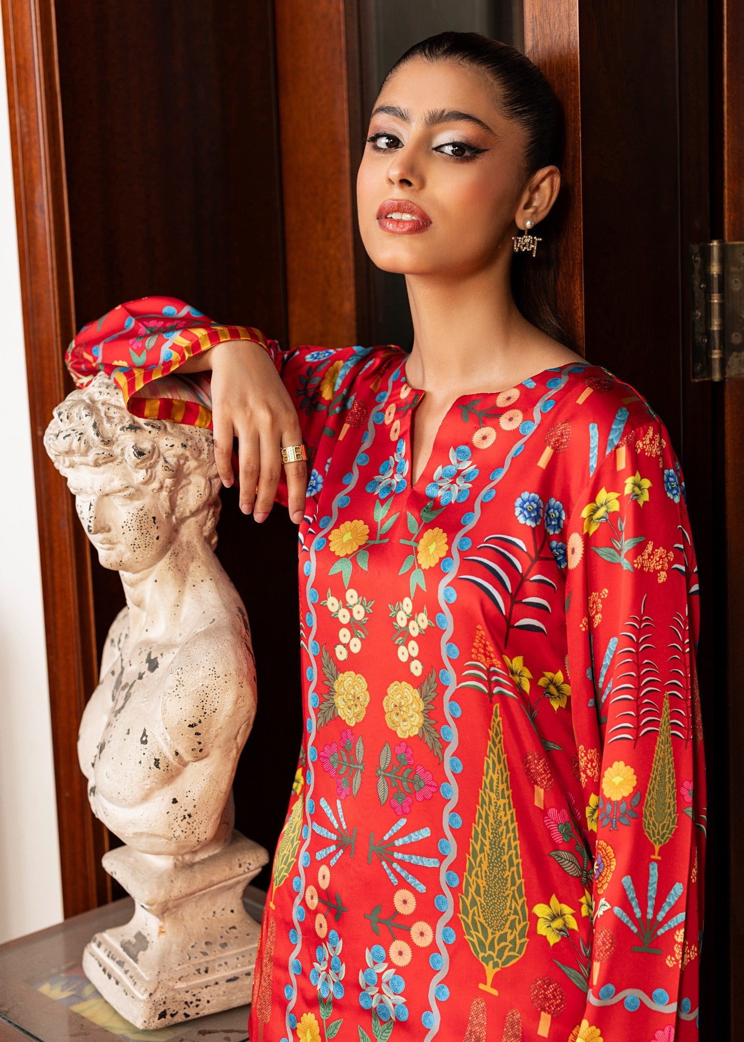 silk charmeuse Co Ord Sets in Red