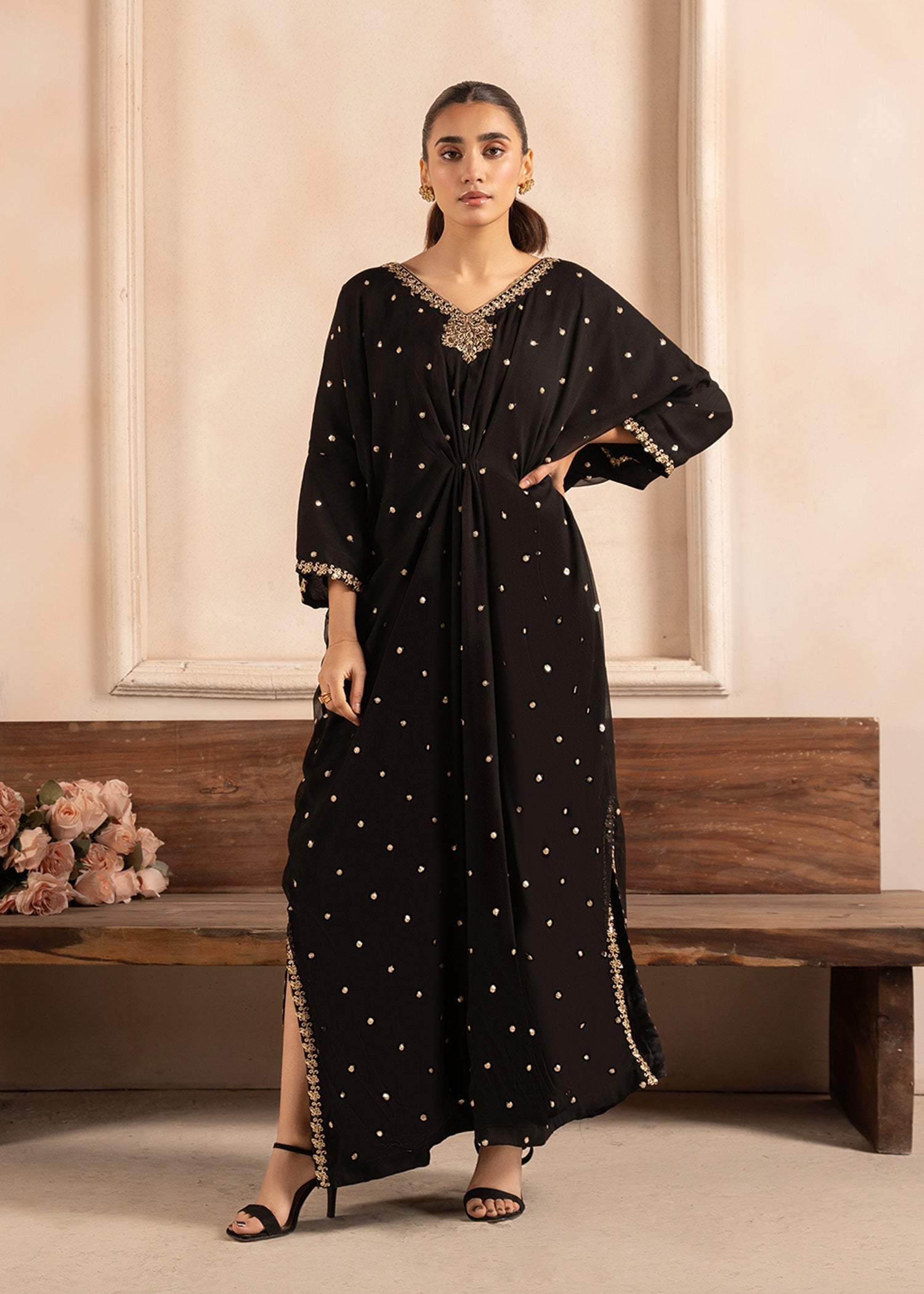 chiffon Kaftan in Black