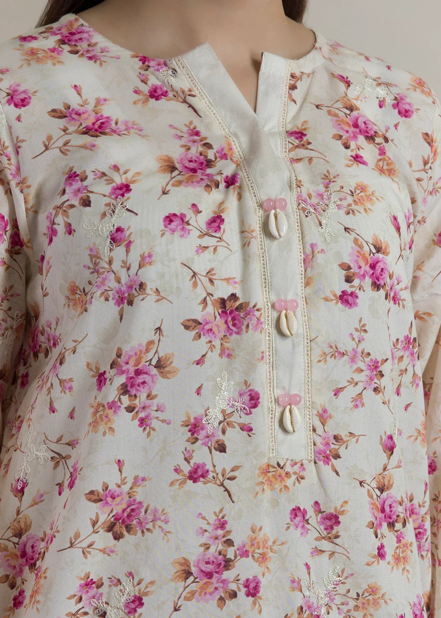 cambric Kurta Set in Cream