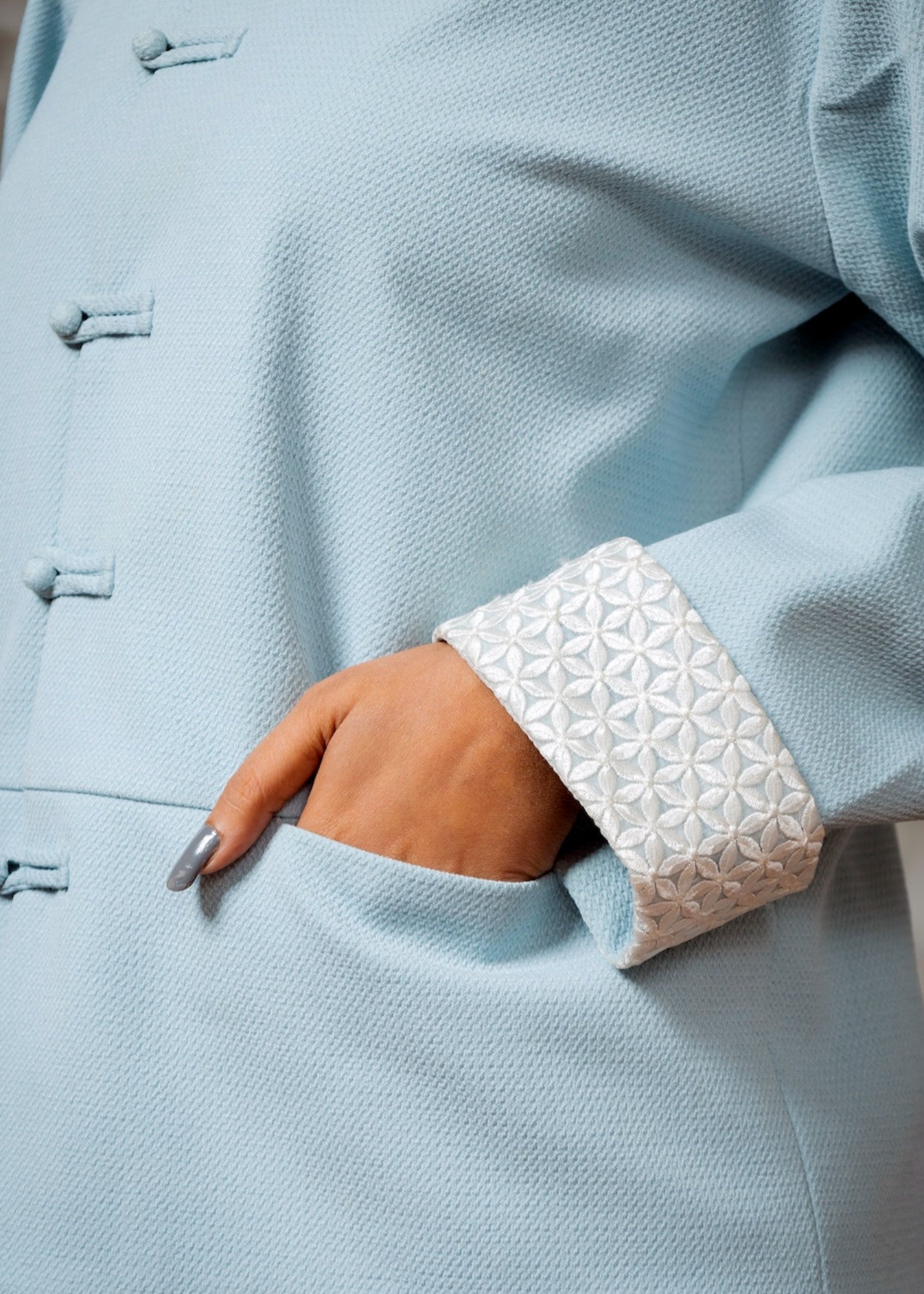 cotton pique Coat in Powder blue