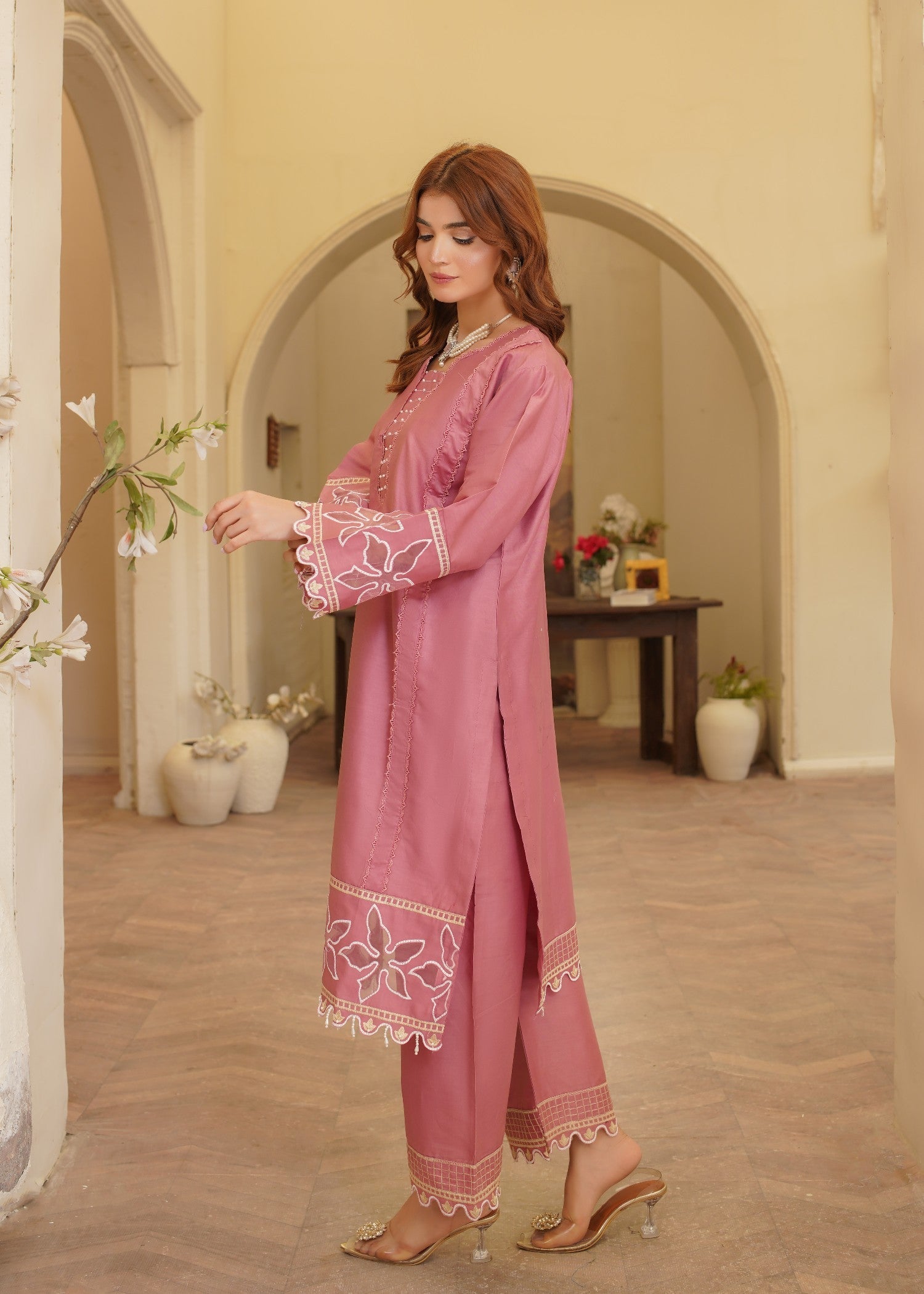 cotton Kurta Set in Blush pink