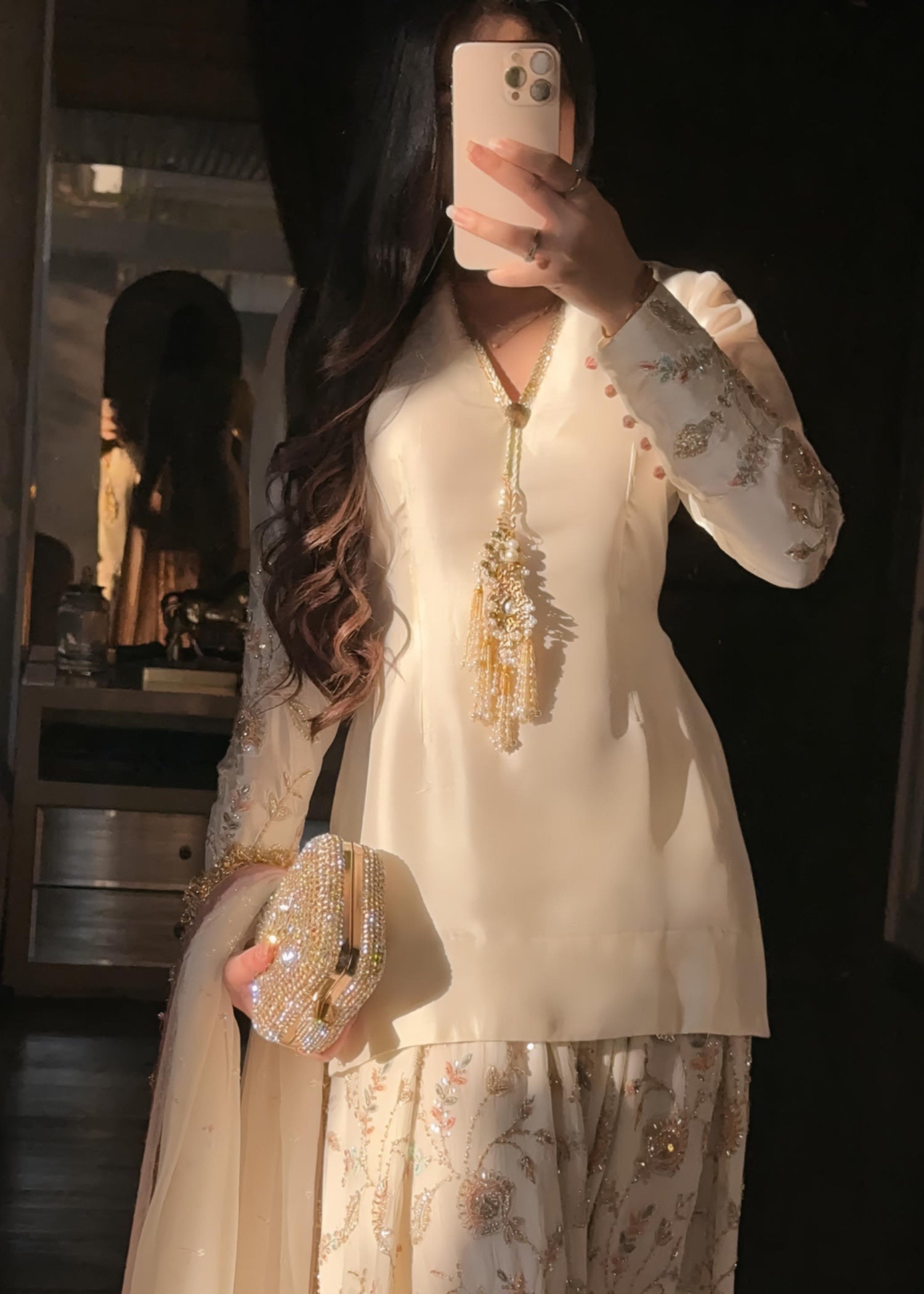 raw silk Kurta Set in White