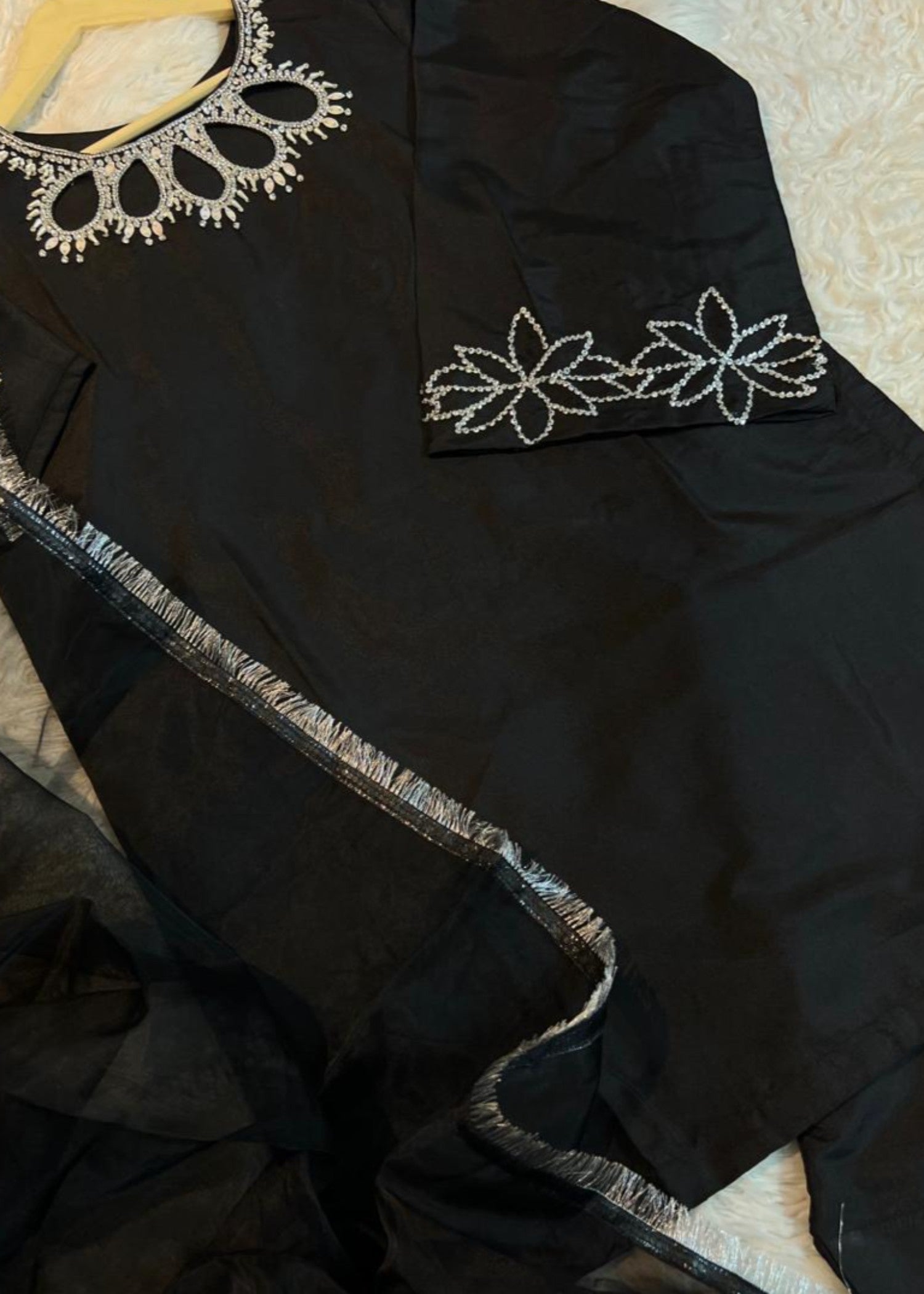 pk grip silk Kurta Set in Black