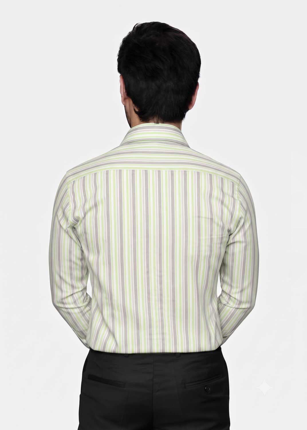 cotton Formal Shirt in Grey, lime green