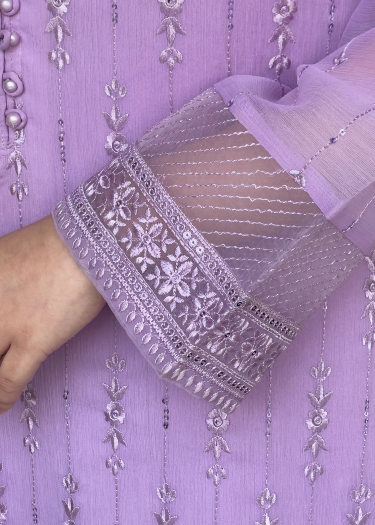 chiffon Kurta Set in Heathered lilac