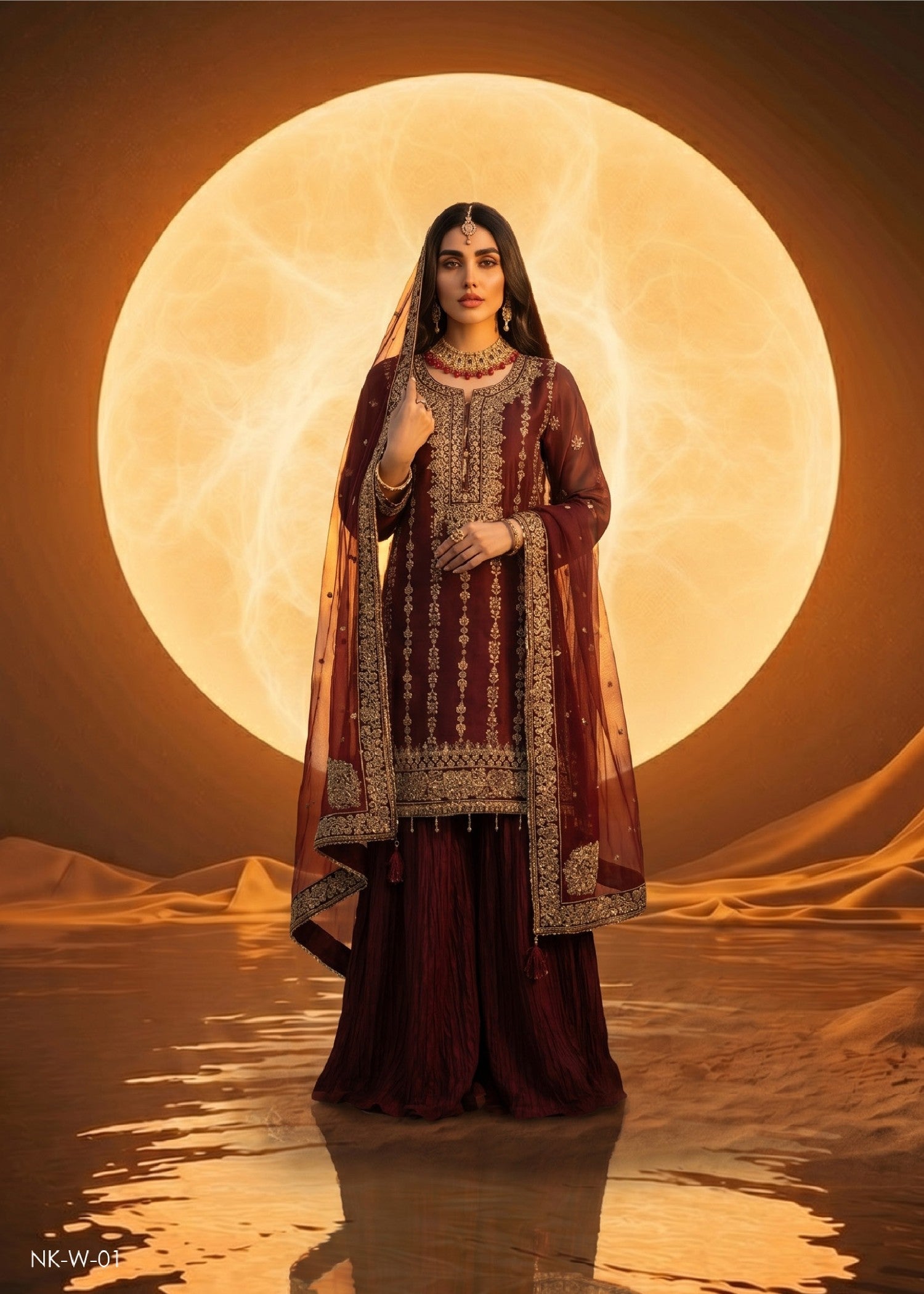 organza Lehenga in Red