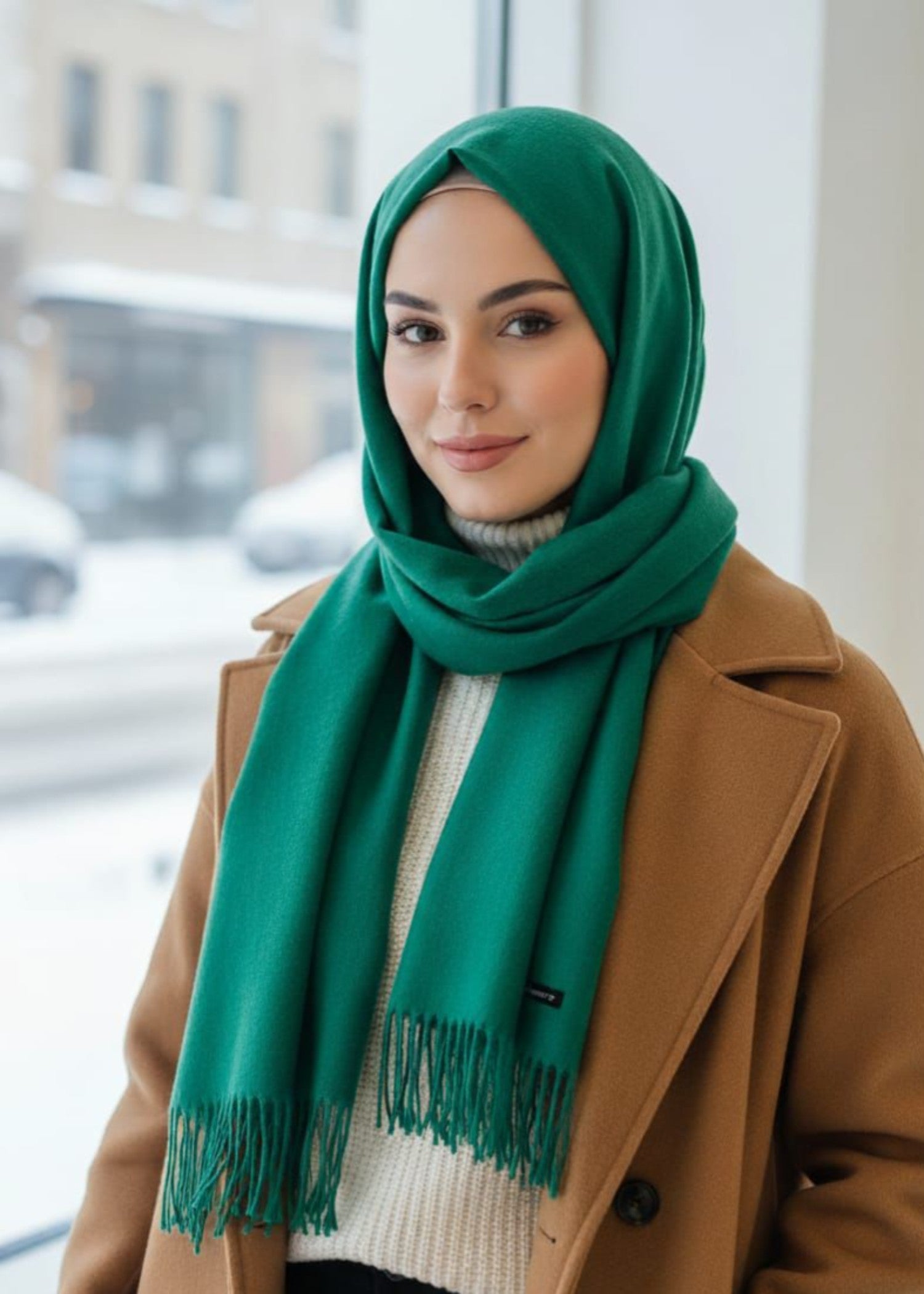 cashmere wool Hijab in Lime green